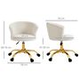 Voir la diapositive 3 : VINSETTO Chaise de bureau design effet courte laine bouclée piètement métal doré blanc