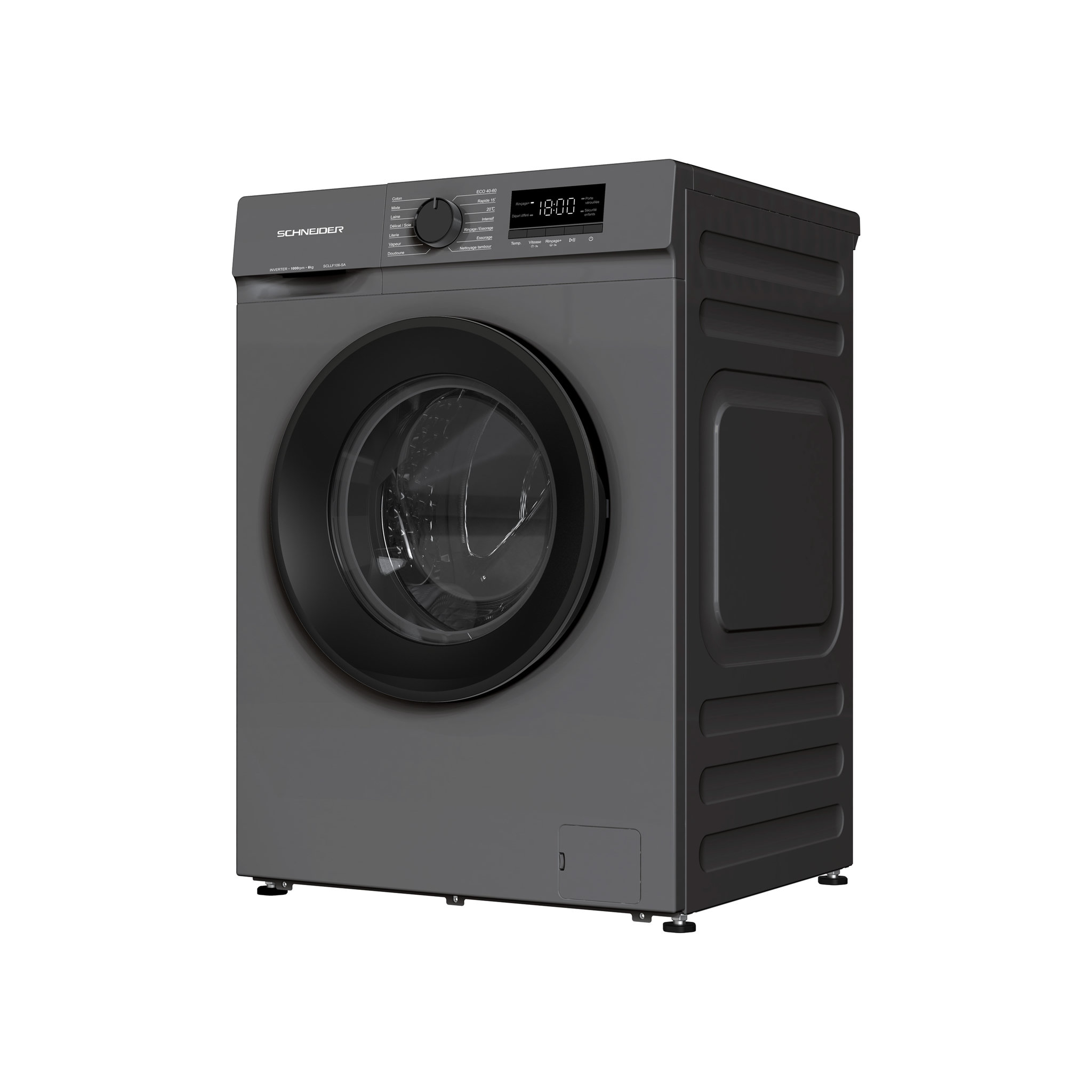 Voir la diapositive 4 : SCHNEIDER Lave linge frontal 6kg Silver - SCLLF106-SA