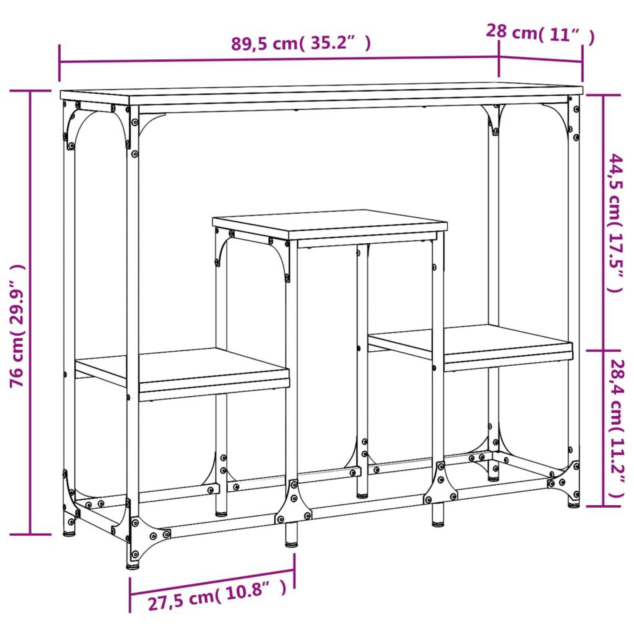 Voir la diapositive 6 : VIDAXL Table console noir 89,5x28x76 cm bois d'ingenierie