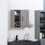 Voir la diapositive 2 : KLEANKIN Armoire haute murale de salle de bain ou WC placard 1 porte 3 niches dim. 48L x 20l x 50H cm panneaux particules gris