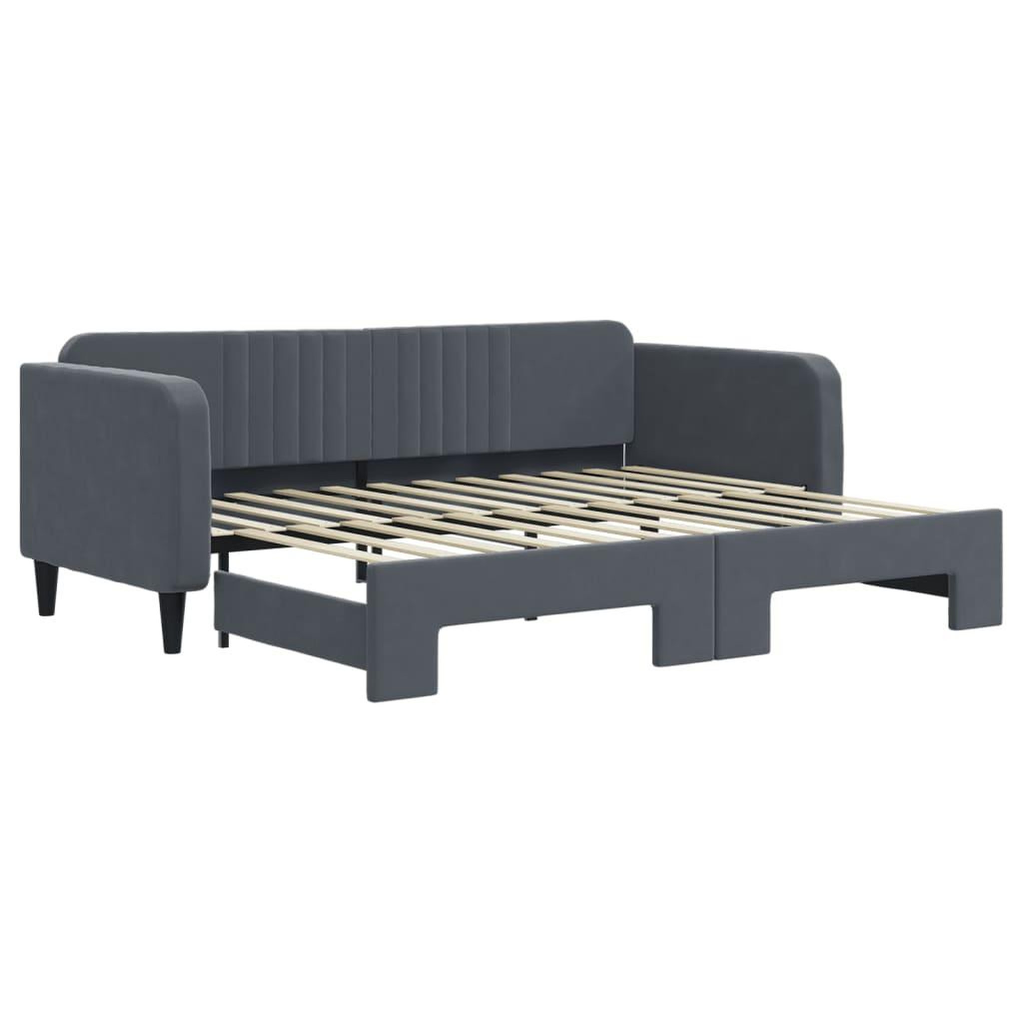 Voir la diapositive 2 : VIDAXL Lit de jour avec gigogne sans matelas gris fonce 90x200 cm
