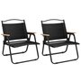 Voir la diapositive 2 : VIDAXL Chaises de camping lot de 2 Noir 54x43x59 cm Tissu Oxford