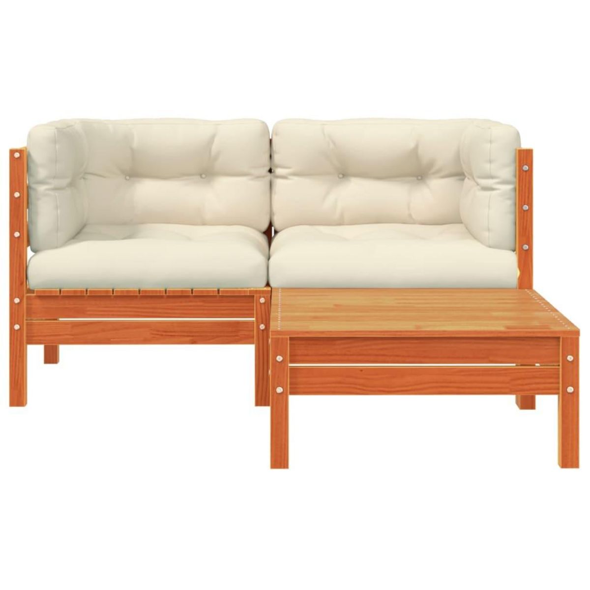 VIDAXL Canape de jardin avec coussins et repose-pied 2 places