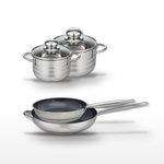 ELO Lot 2 Poêles 28/32cm & 2 Faitouts 14/16cm Elo Profi Therm Platinum