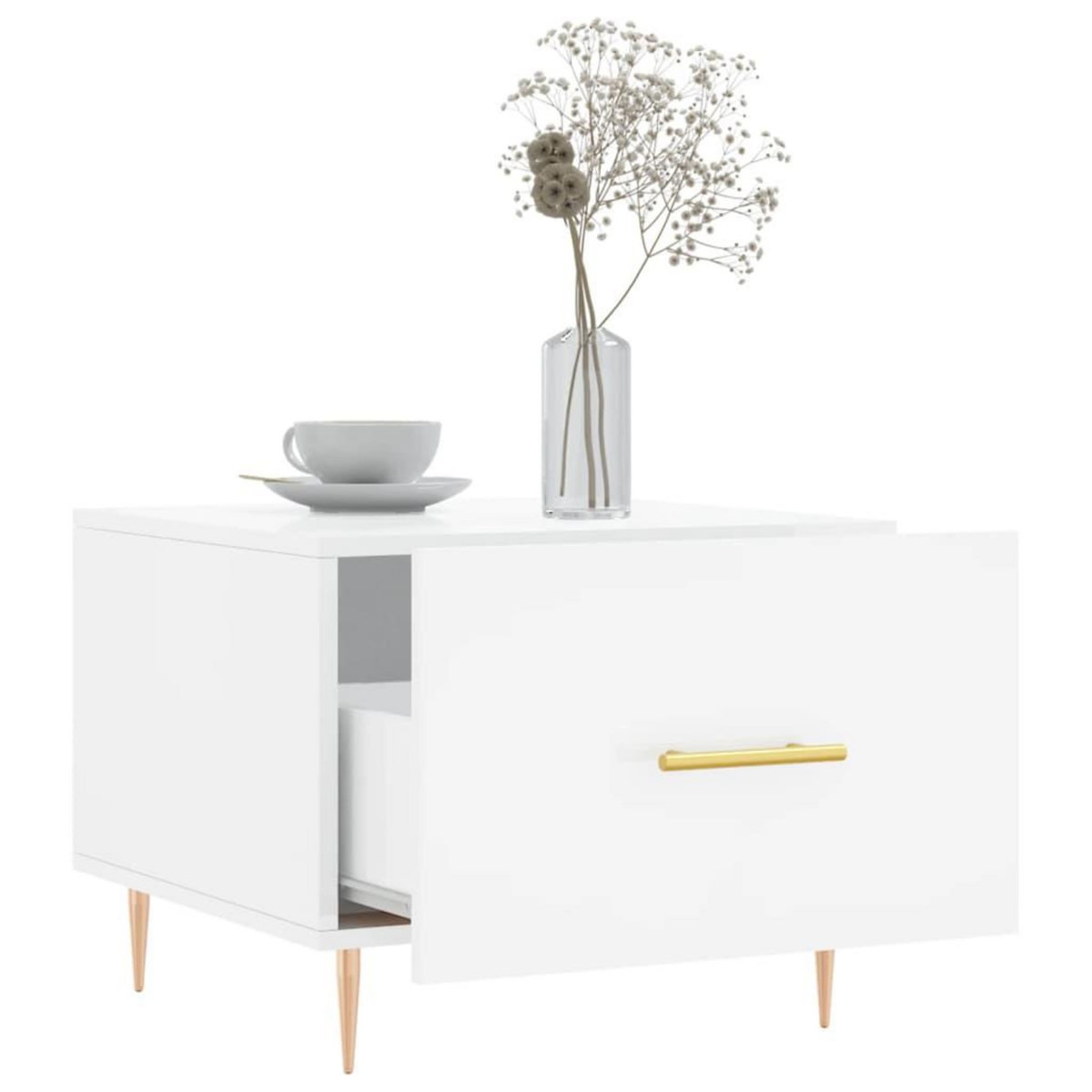 VIDAXL Tables basses 2 pcs blanc brillant 50x50x40cm bois d'ingenierie