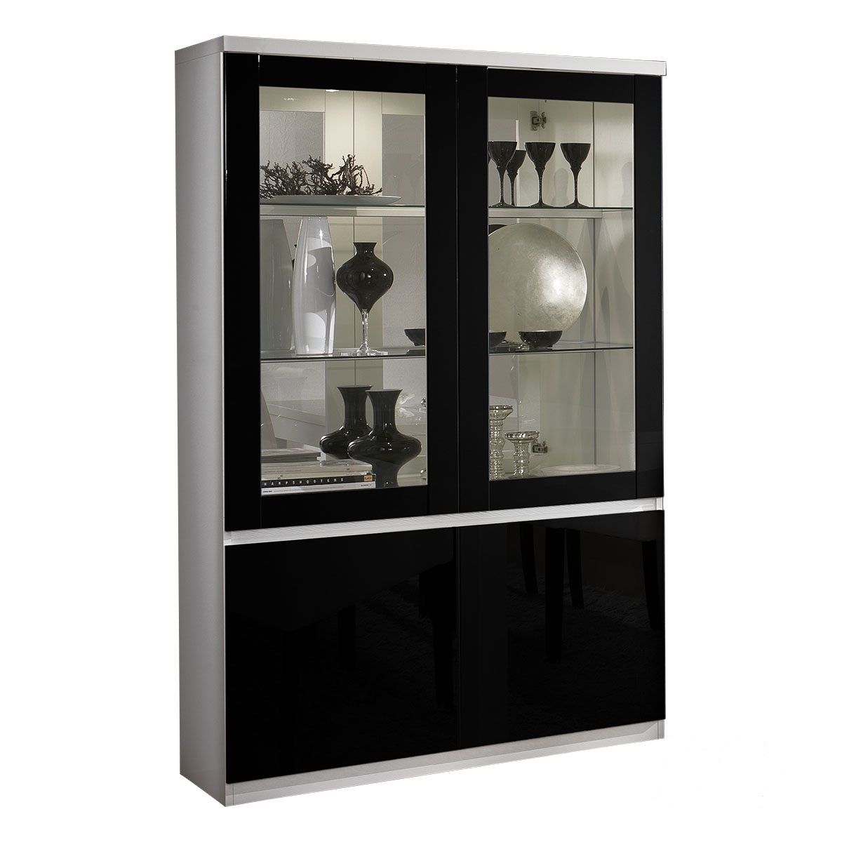 Vitrine 4 portes L115cm GENOVA, bicolore