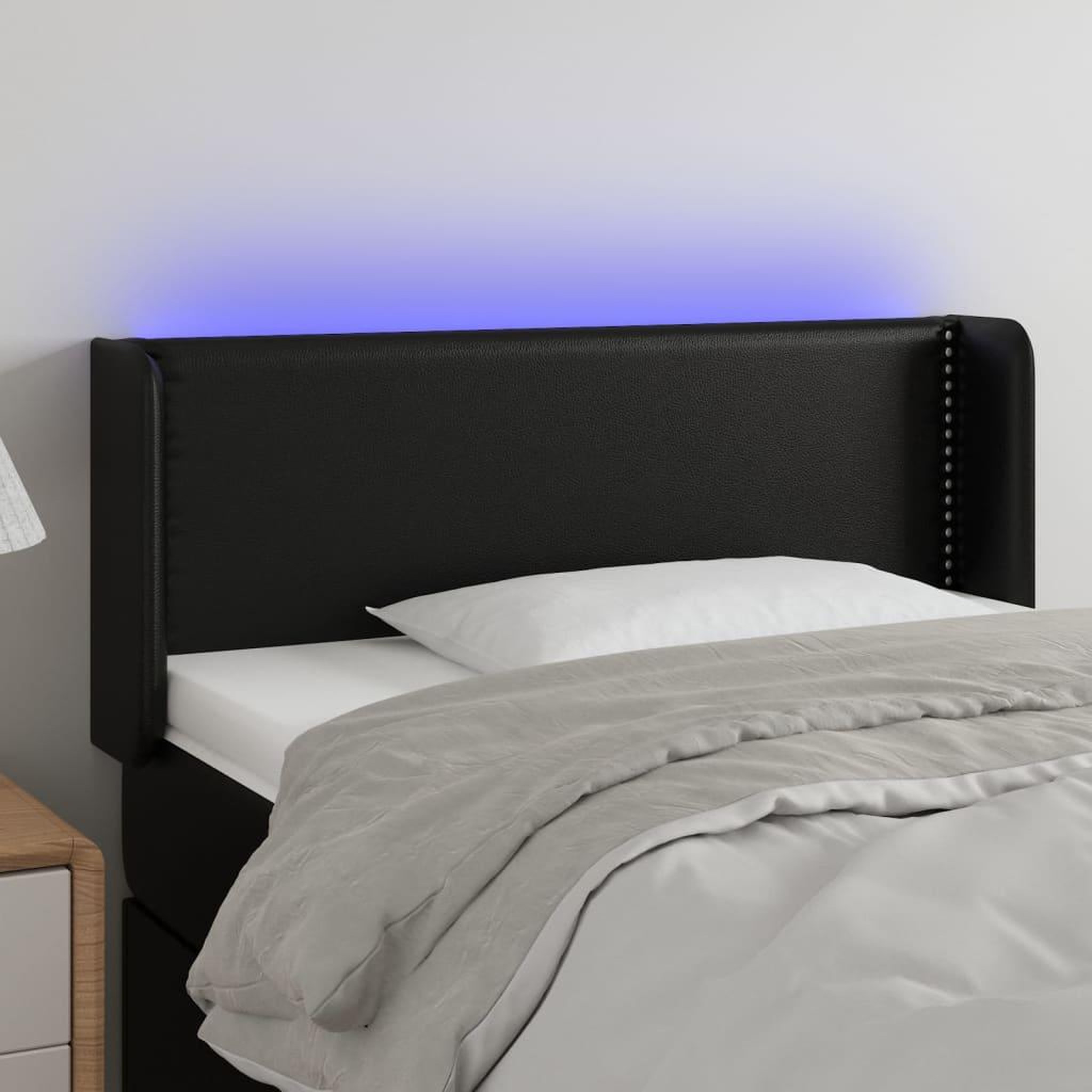 Voir la diapositive 1 : VIDAXL Tete de lit a LED Noir 93x16x78/88 cm Similicuir