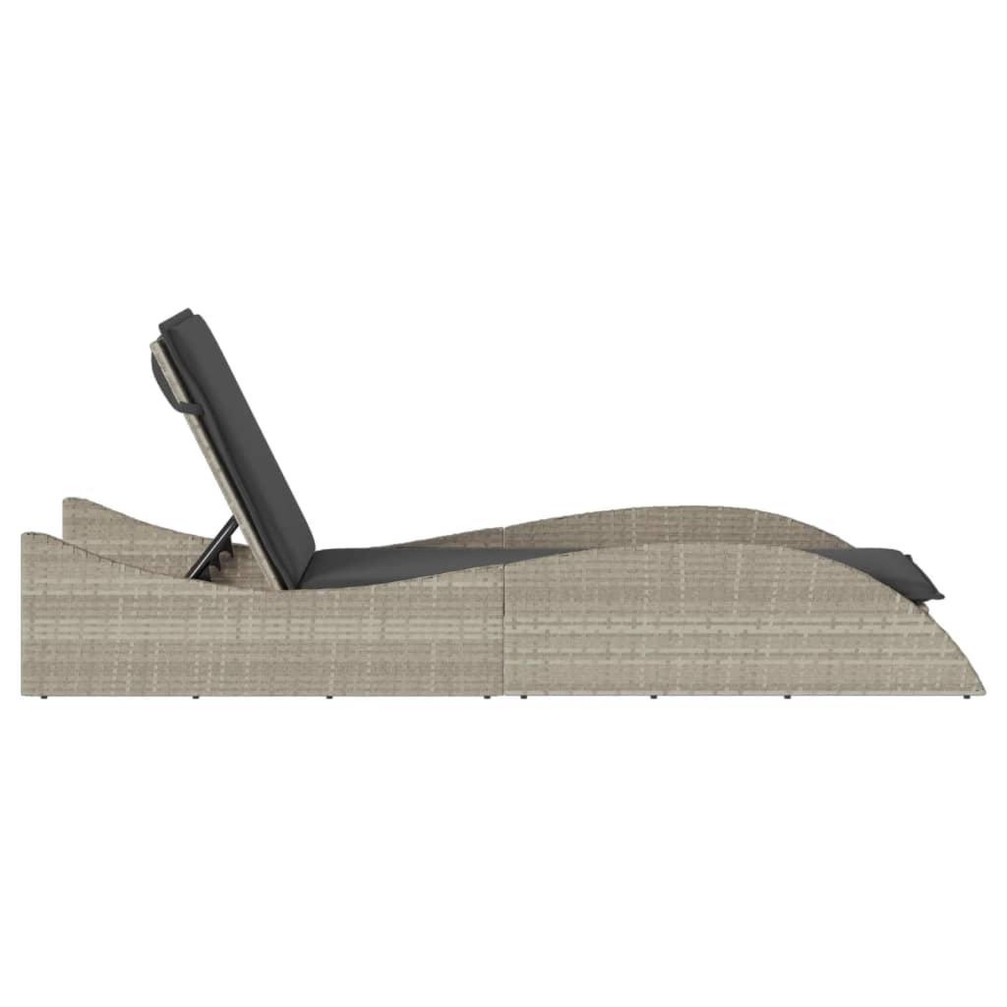 Voir la diapositive 5 : VIDAXL Chaise longue avec coussin gris clair 60x205x73 cm poly rotin