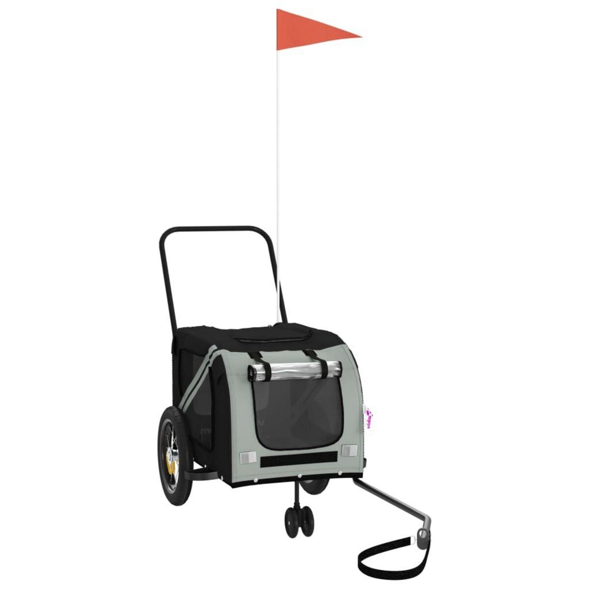 VIDAXL Remorque de velo pour animaux de compagnie gris et noir