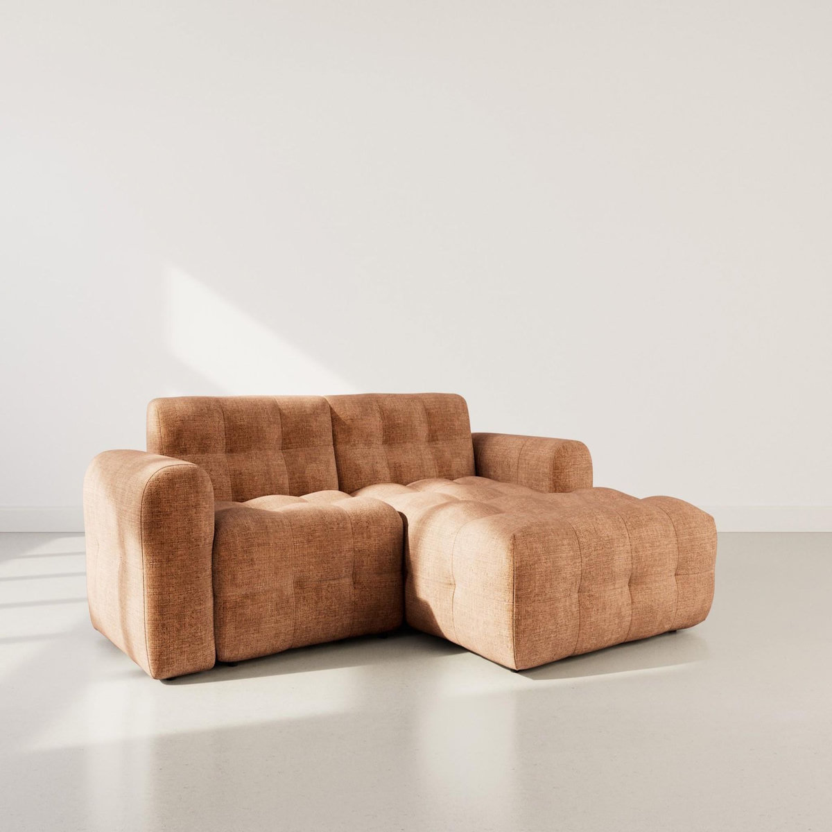 BEST MOBILIER Diane - canapé d'angle droit 4 places en velours texturé