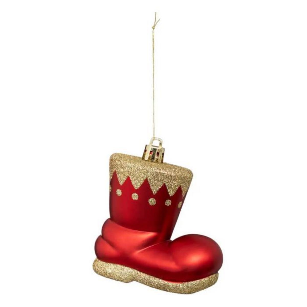 ATMOSPHERA Lot de 4 Sujets de Noël  Botte Lutin  8cm Rouge & Vert