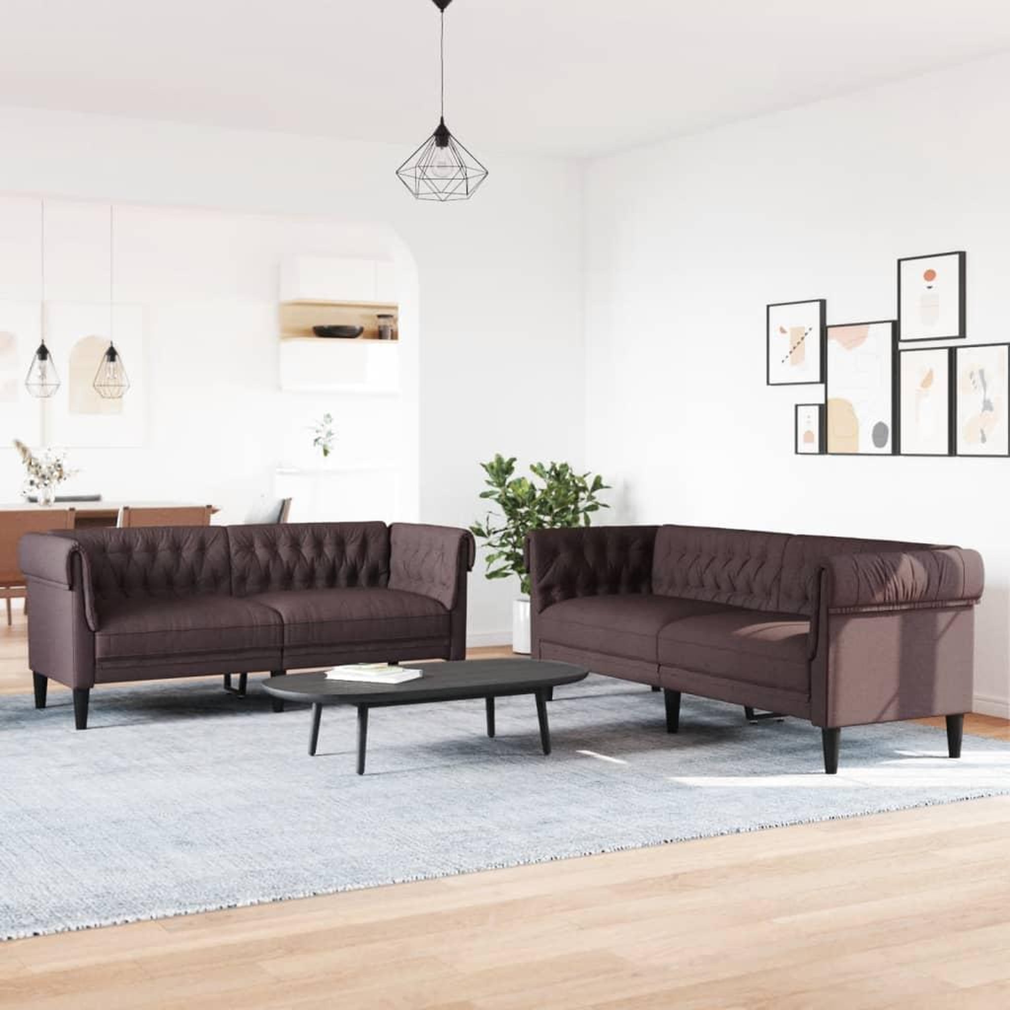 Voir la diapositive 3 : VIDAXL Ensemble de canapes 2 pcs marron fonce tissu