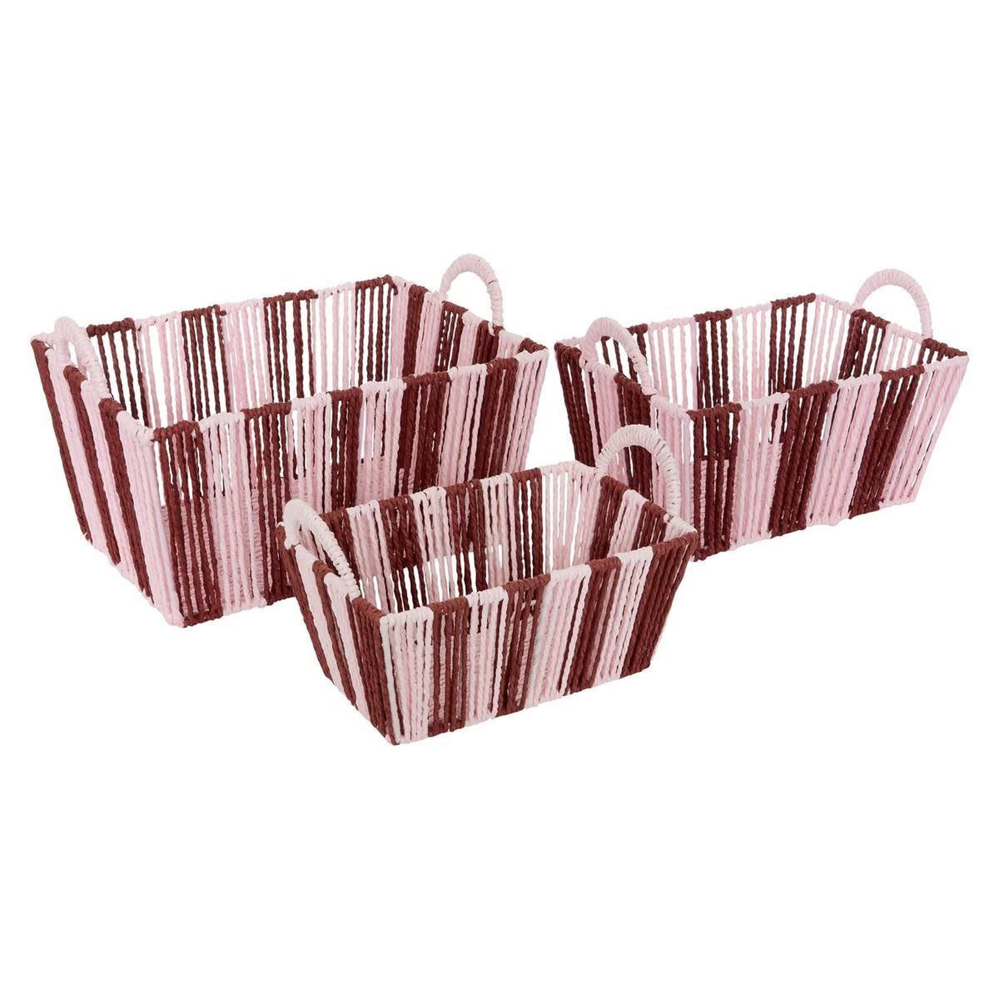 ATMOSPHERA Lot de 3 paniers tressés  chéri  37cm rouge grenat