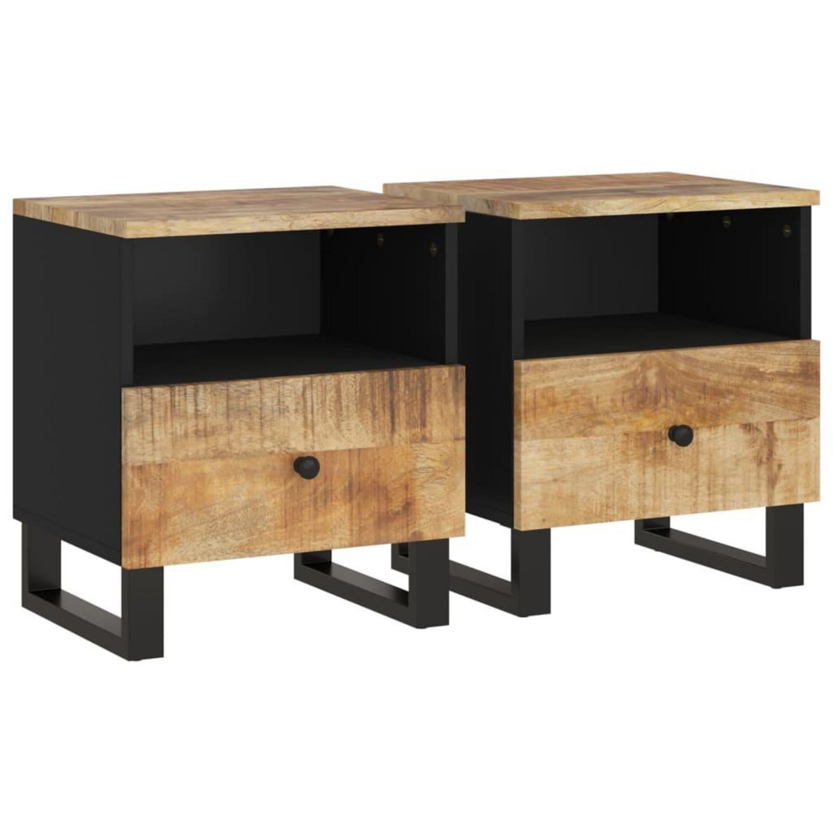 VIDAXL Tables de chevet 2 pcs Bois de manguier solide et d'ingenierie