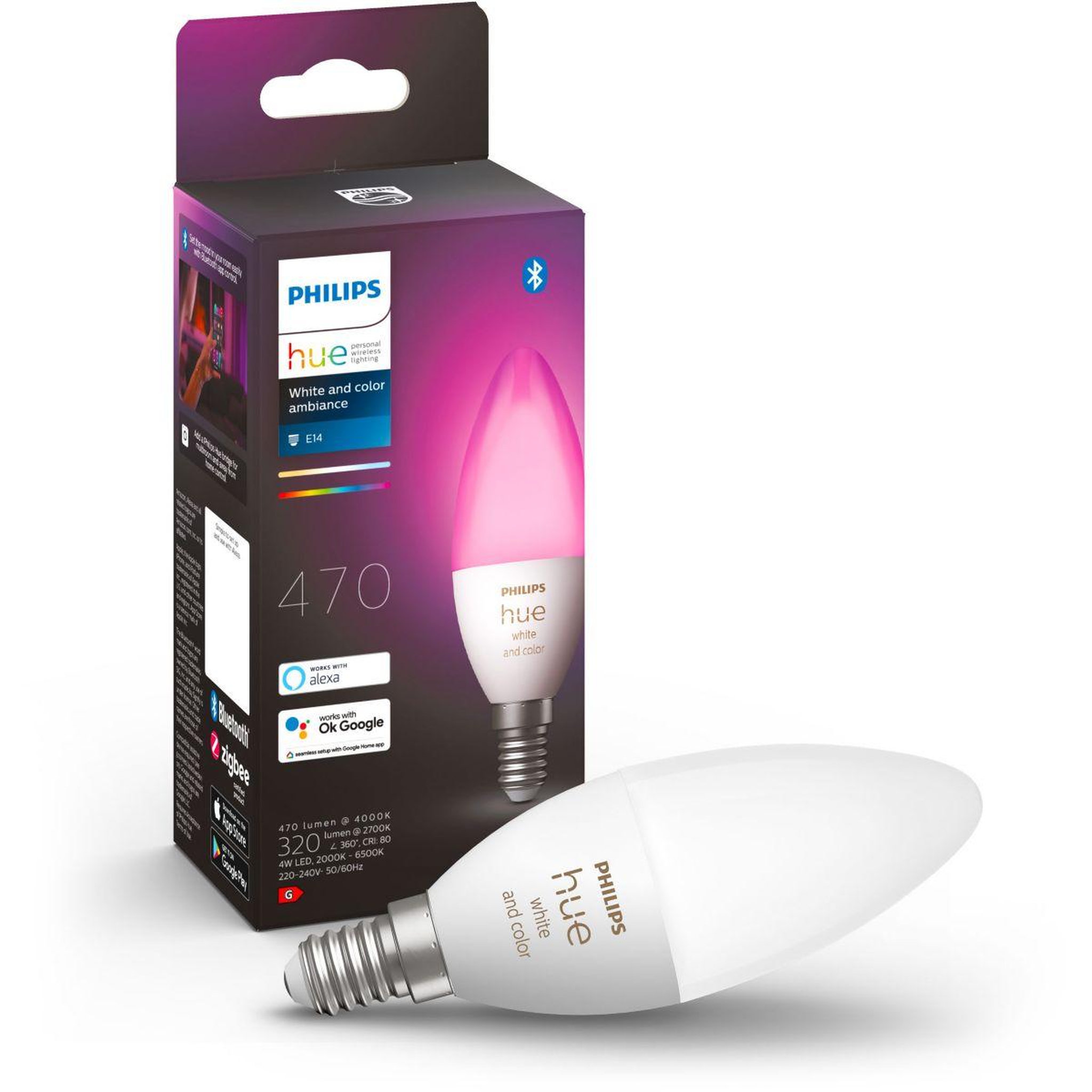 PHILIPS HUE Ampoule LED connectée E14 White&Color Ambiance Flamme