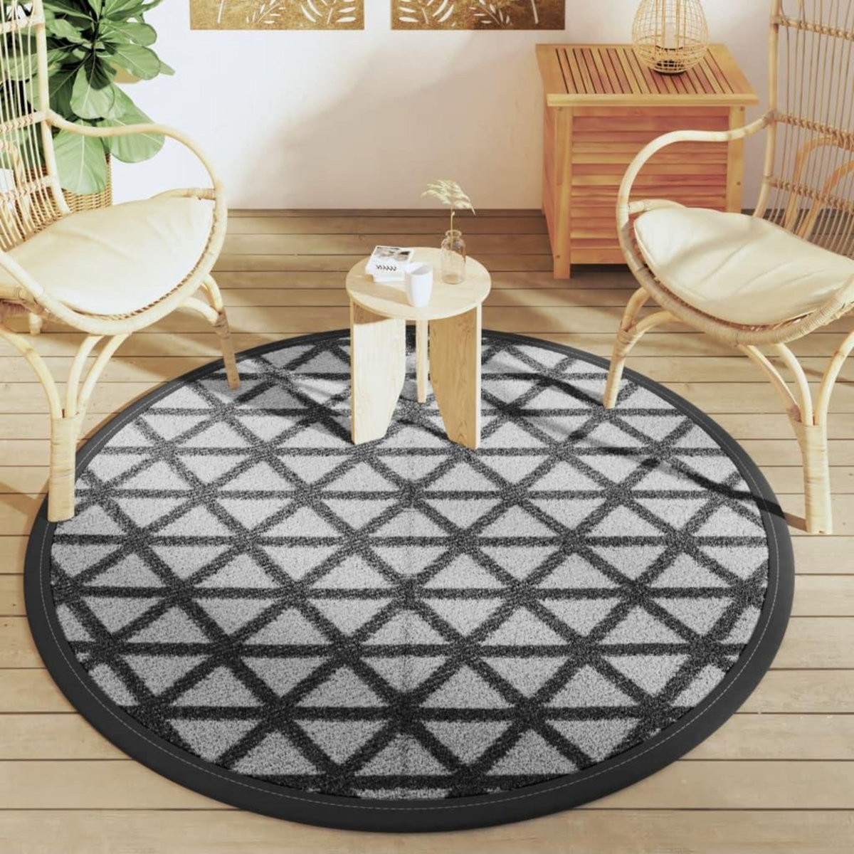 VIDAXL Tapis d'exterieur ARAKIL noir Ø160 cm PP