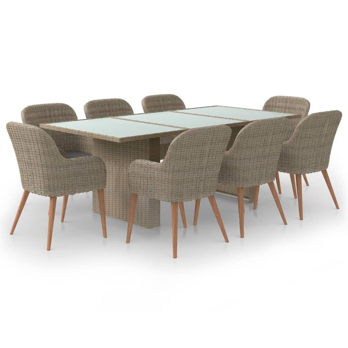 VIDAXL Ensemble a manger de jardin 9 pcs Resine tressee Marron