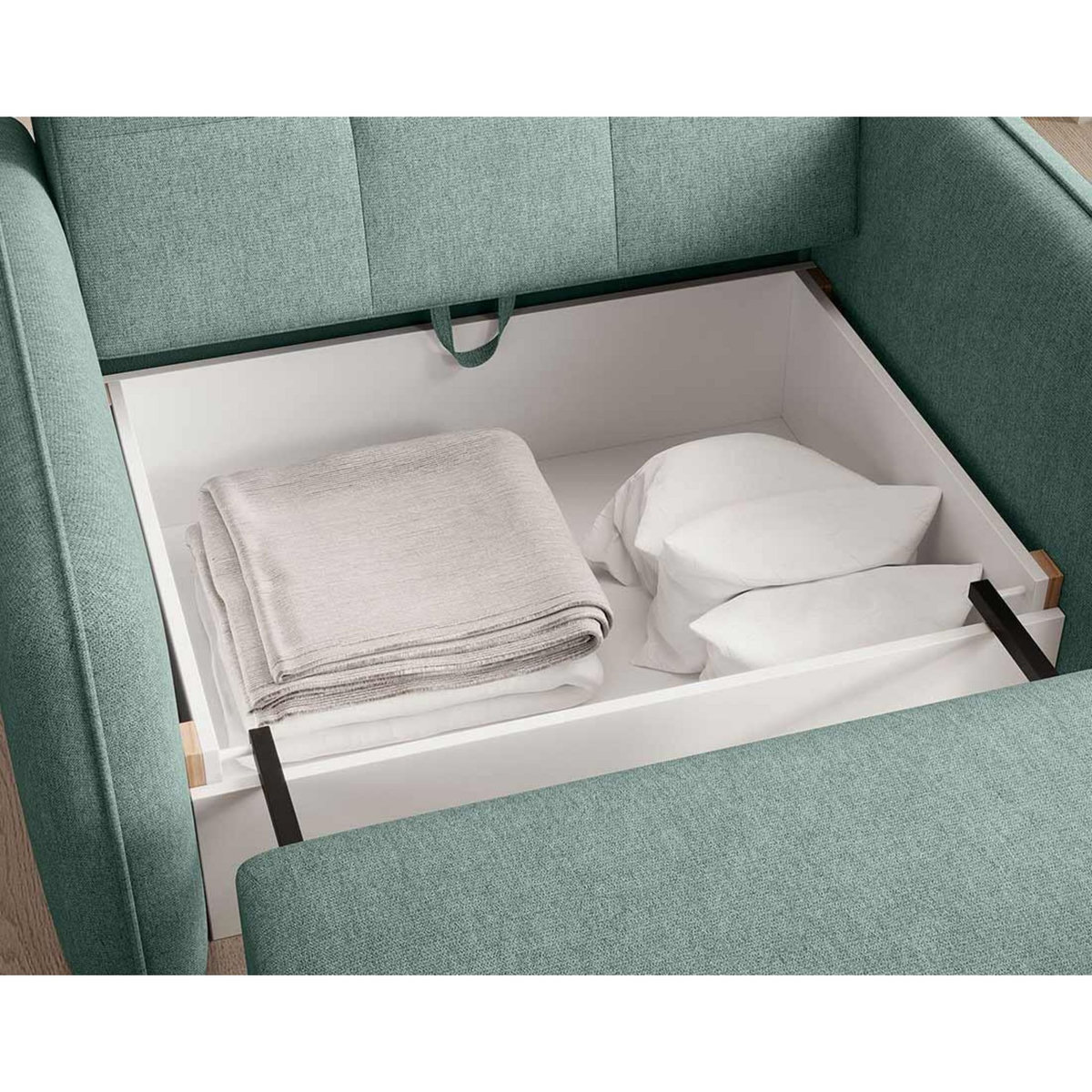 BEST MOBILIER Michelle - fauteuil convertible avec coffre en velours