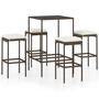Voir la diapositive 2 : VIDAXL Ensemble de bar de jardin 5 pcs coussins Resine tressee Marron