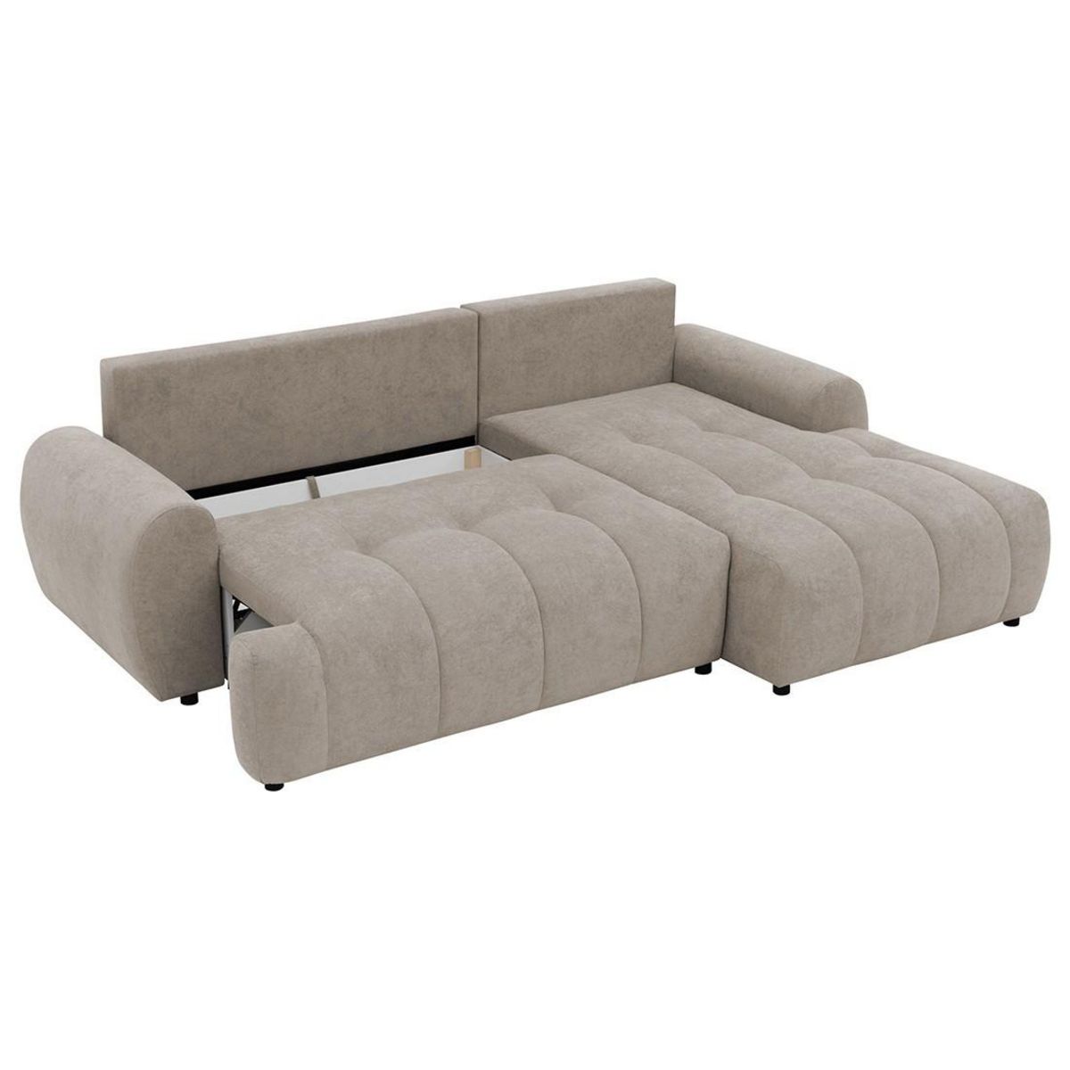 BEST MOBILIER Luzzio - canapé d'angle droit 4 places convertible avec coffre en tissu texturé
