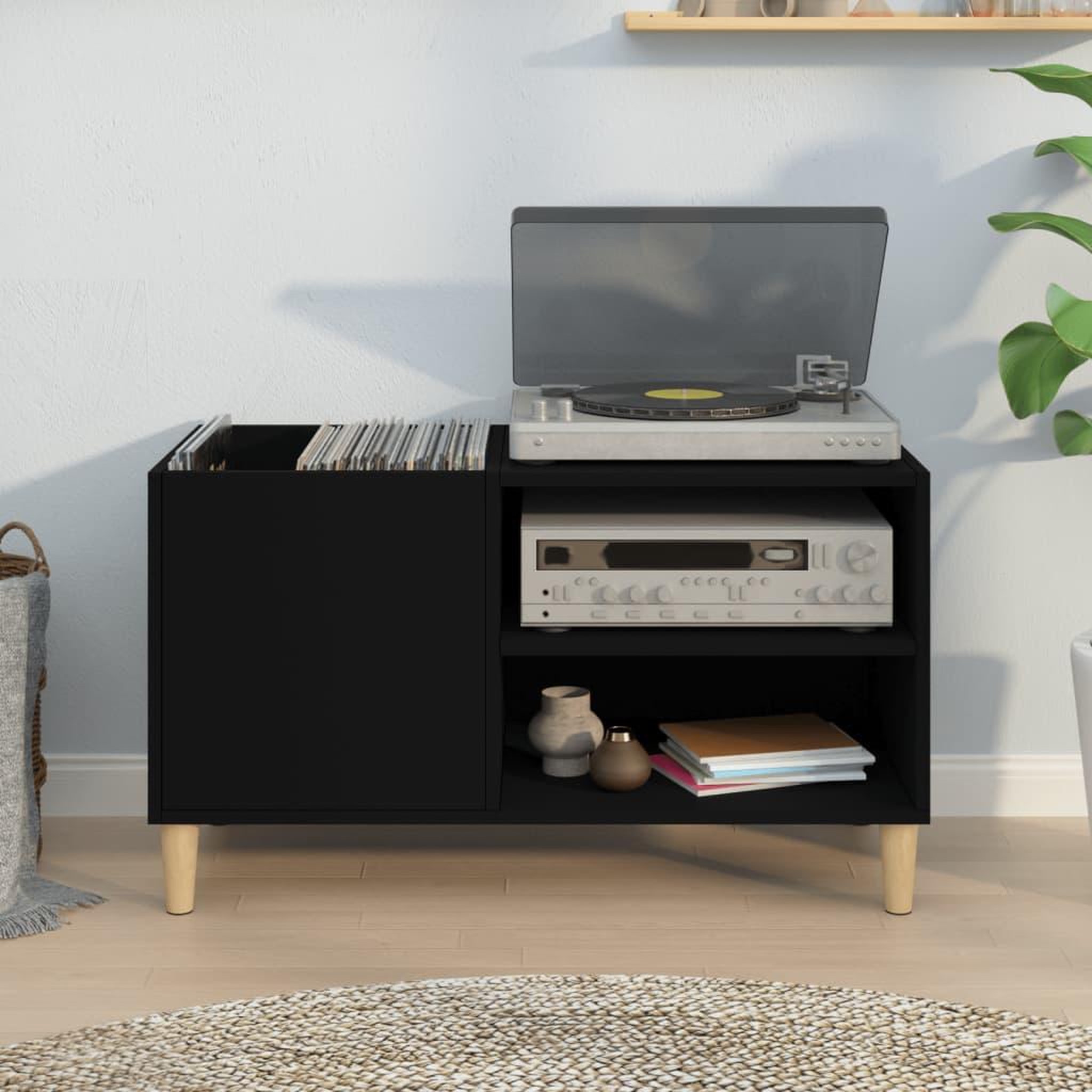 Voir la diapositive 3 : VIDAXL Armoire a disques noir 84,5x38x48 cm bois d'ingenierie