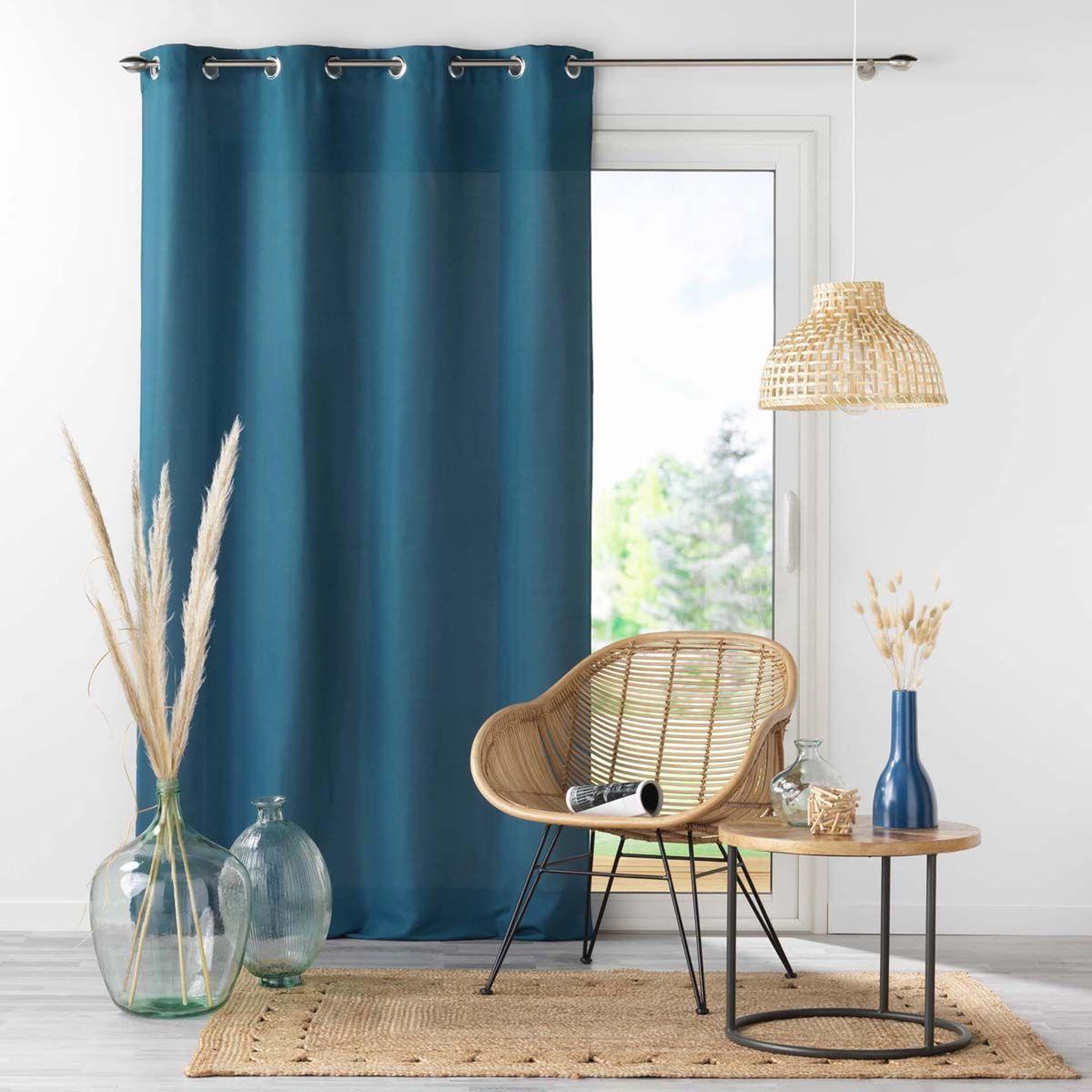 Voir la diapositive 1 : Douceur d'Intérieur Rideau à oeillets  absolu  140x280cm bleu indigo