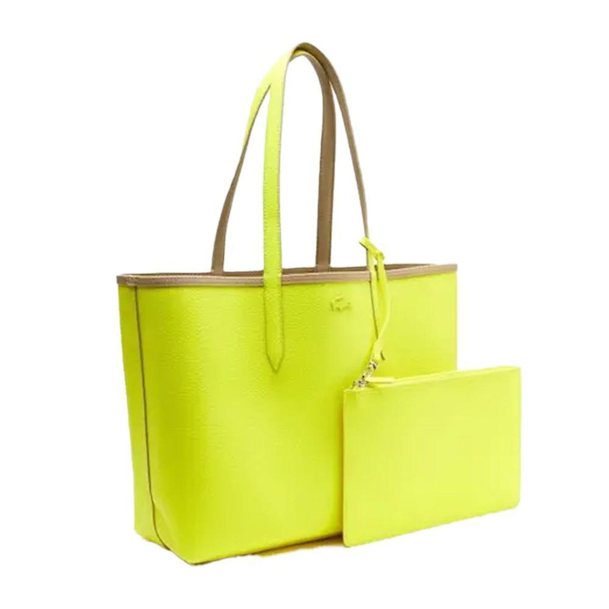 Lacoste Sac Cabas Réversible Beige/Jaune fluo Femme Lacoste Anna