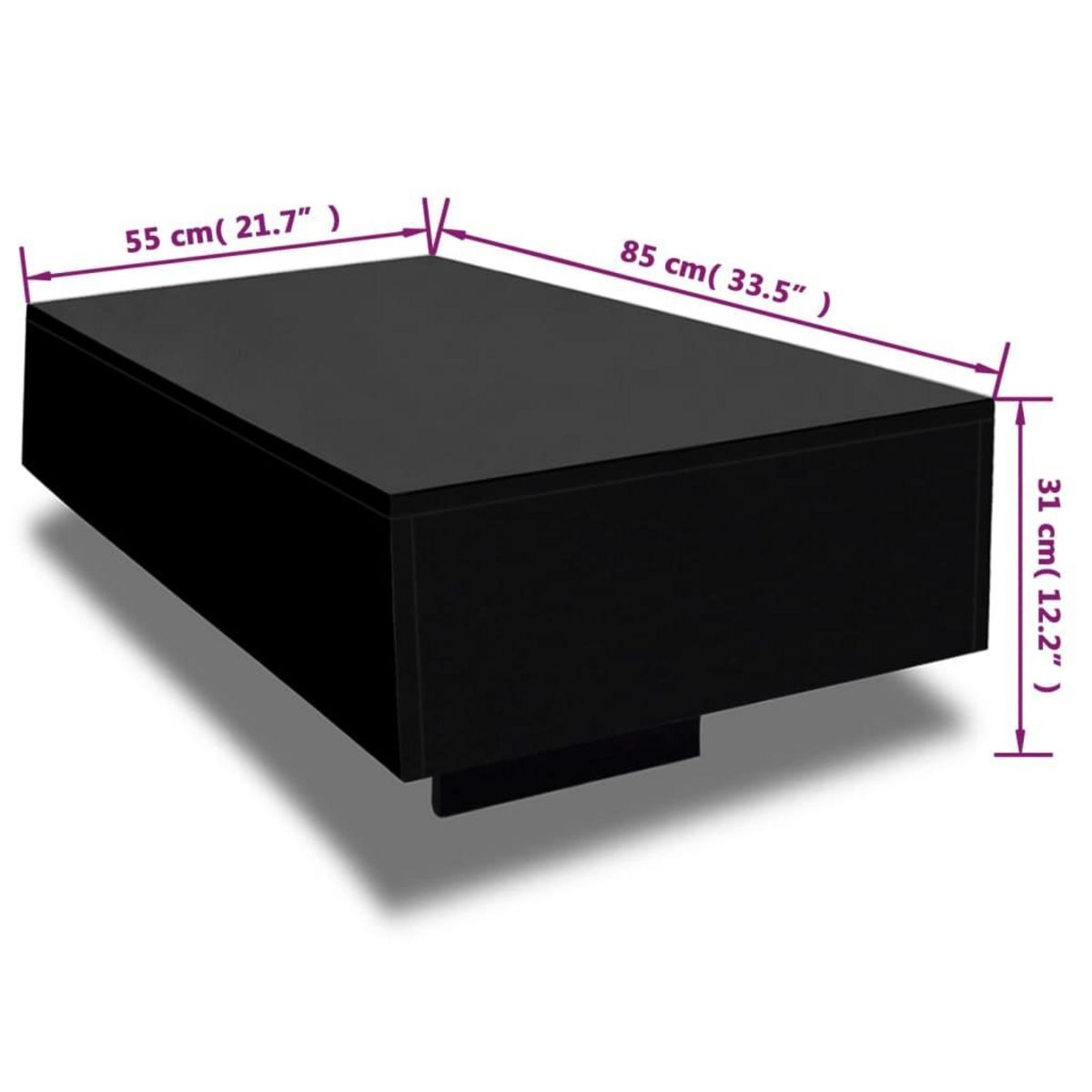 VIDAXL Table basse Haute brillance Noir