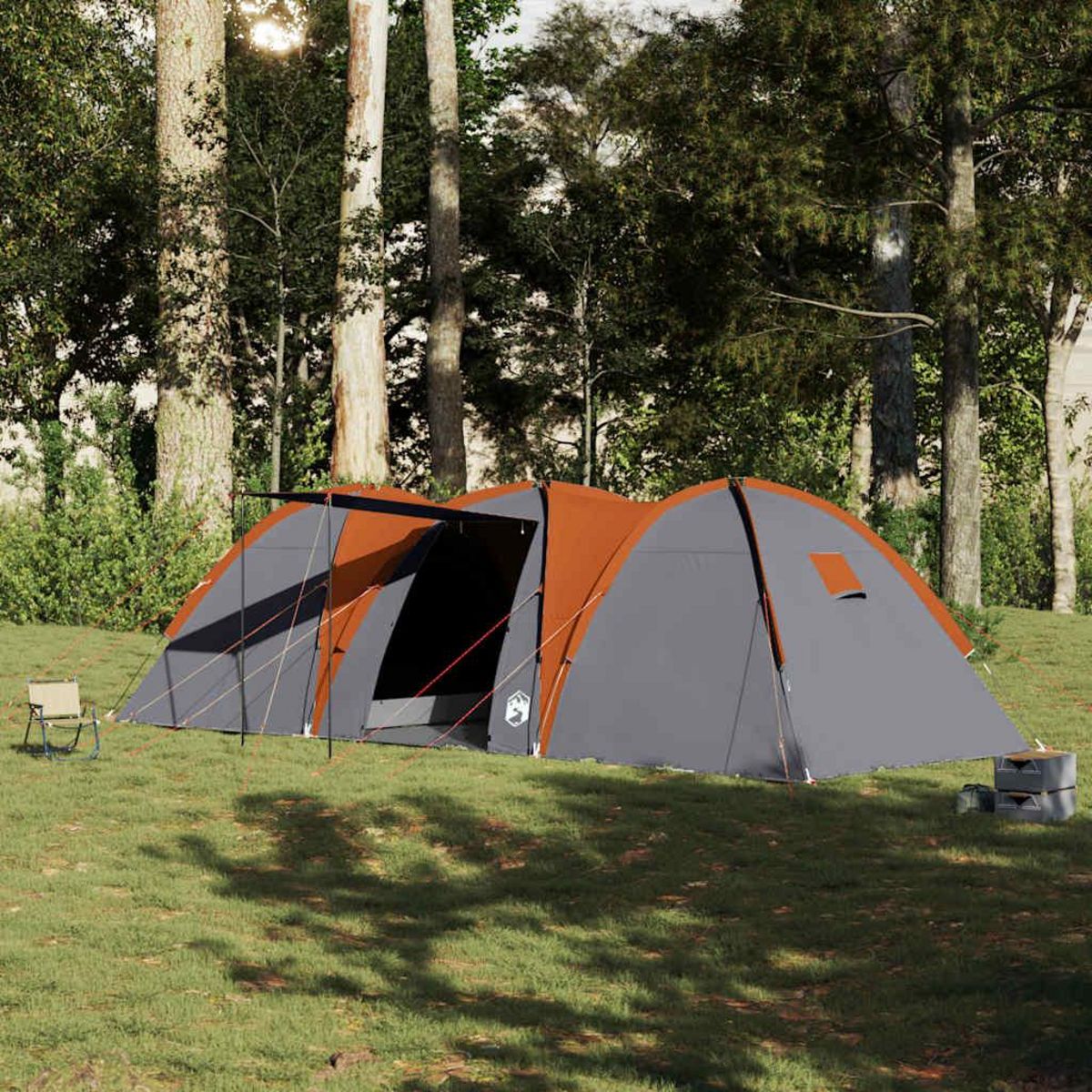 VIDAXL Tente familiale a dome 8 personnes gris et orange impermeable