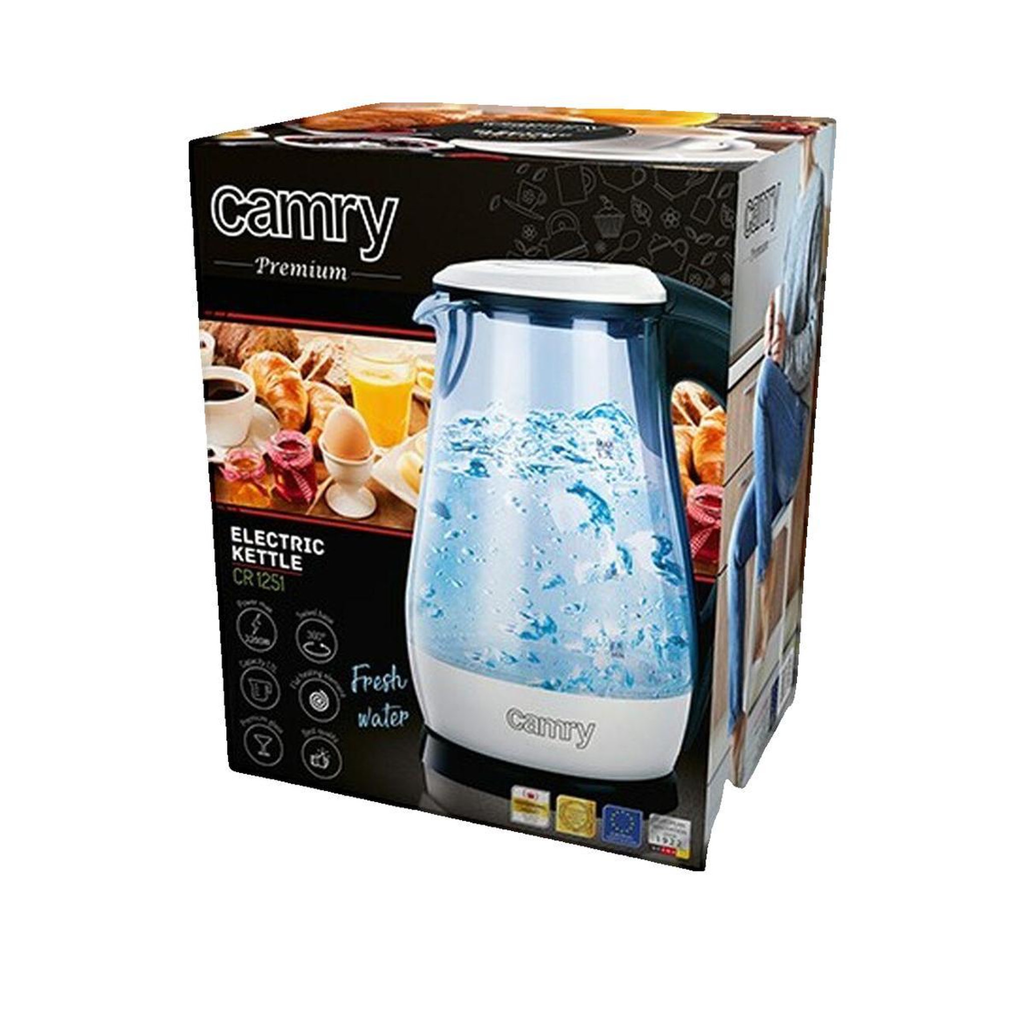 Voir la diapositive 3 : CAM Bouilloire Camry CR 1251W transparente 1.7L