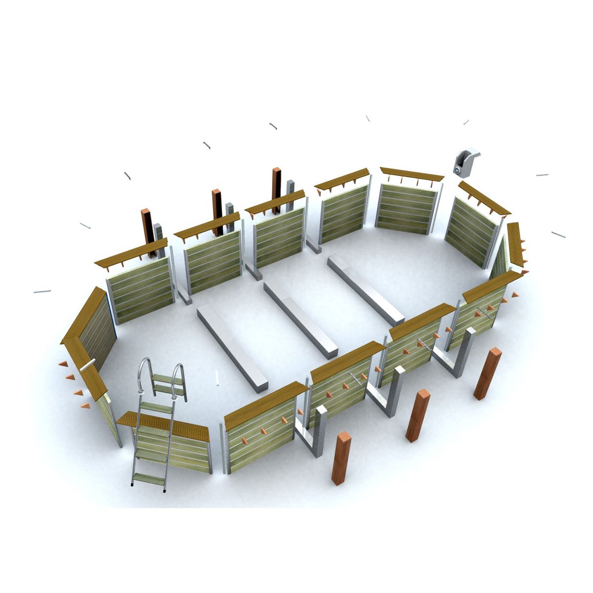 Voir la diapositive 5 : WATERCLIP Piscine en bois longitudinale 890x420x129 CALAYAN