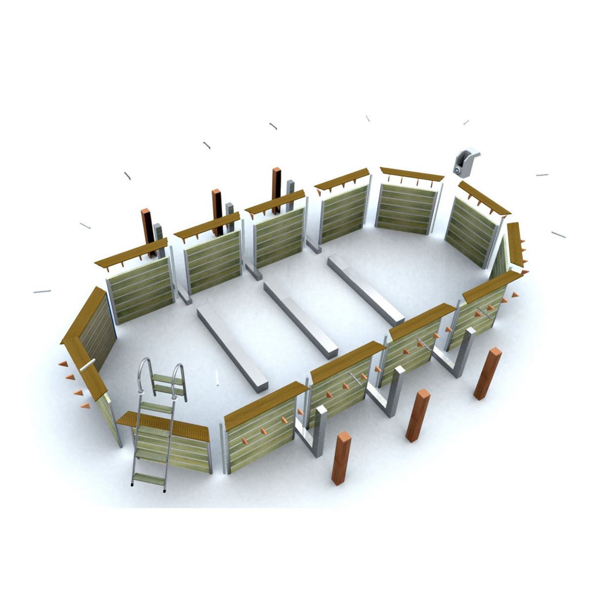 WATERCLIP Piscine en bois longitudinale 890x420x129 CALAYAN