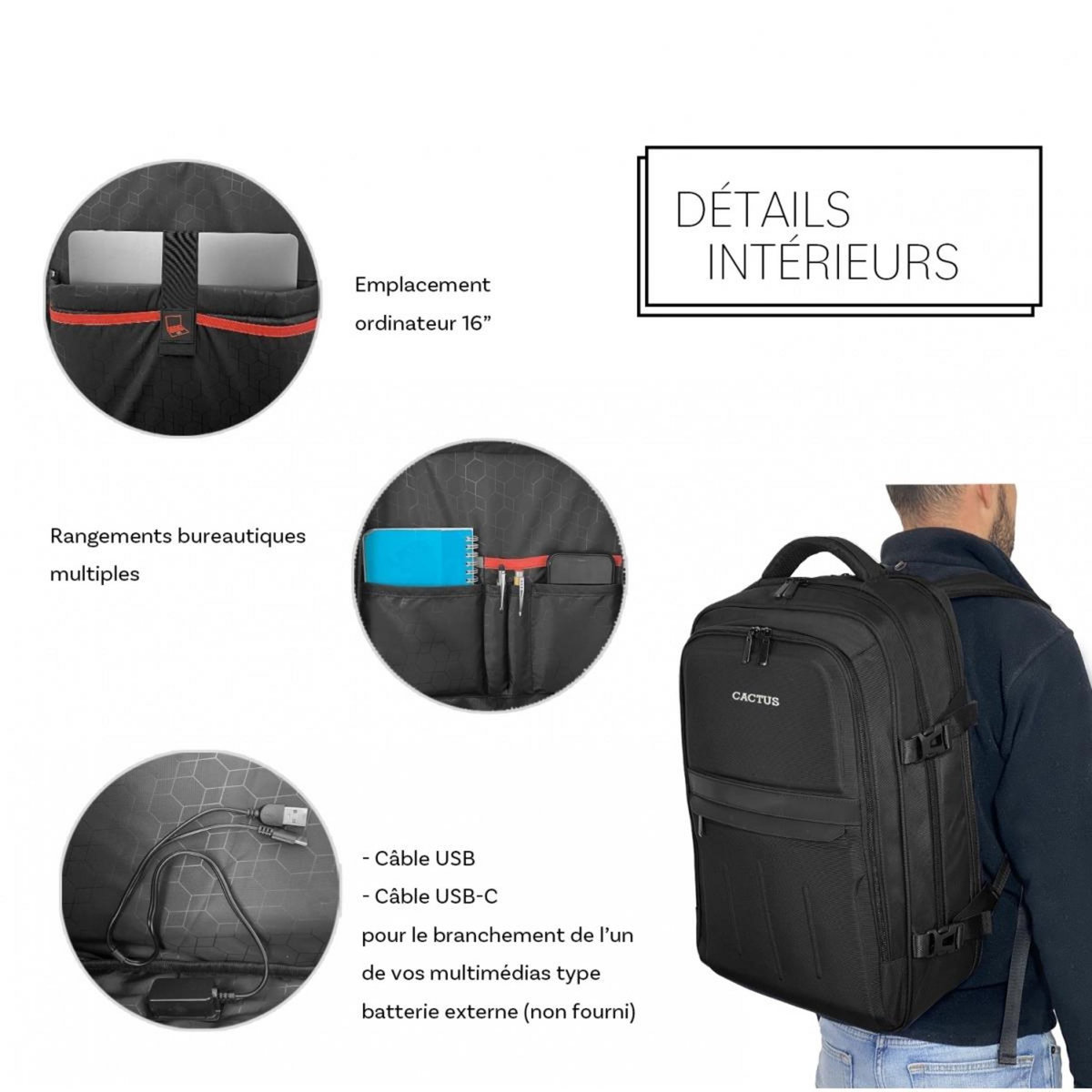 Cactus Sac à dos porte-ordinateur 16