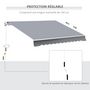 Voir la diapositive 4 : OUTSUNNY Store banne manuel rétractable alu. polyester imperméabilisé haute densité 4 x 2,5 m gris