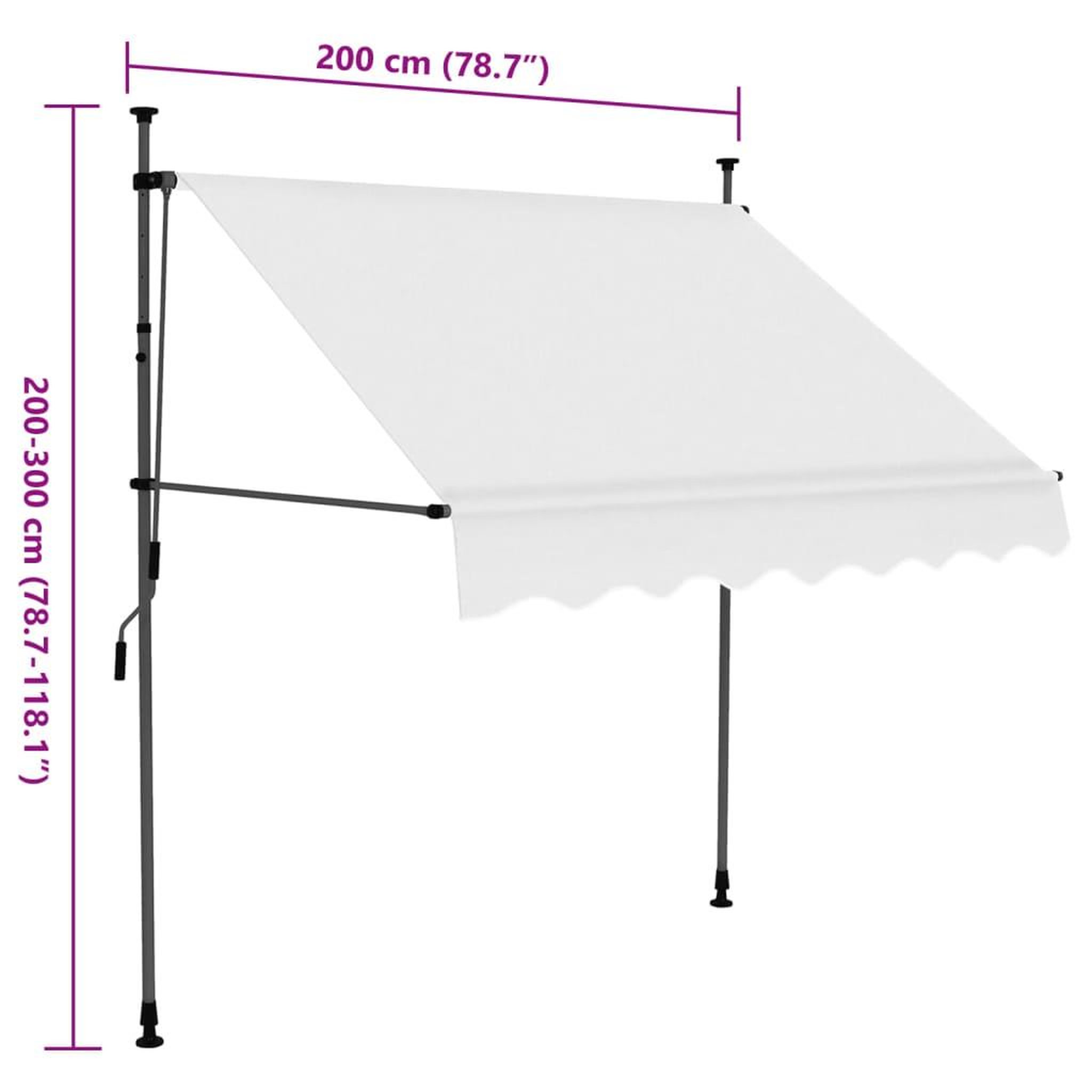 Voir la diapositive 6 : VIDAXL Auvent manuel retractable avec LED 200 cm Creme