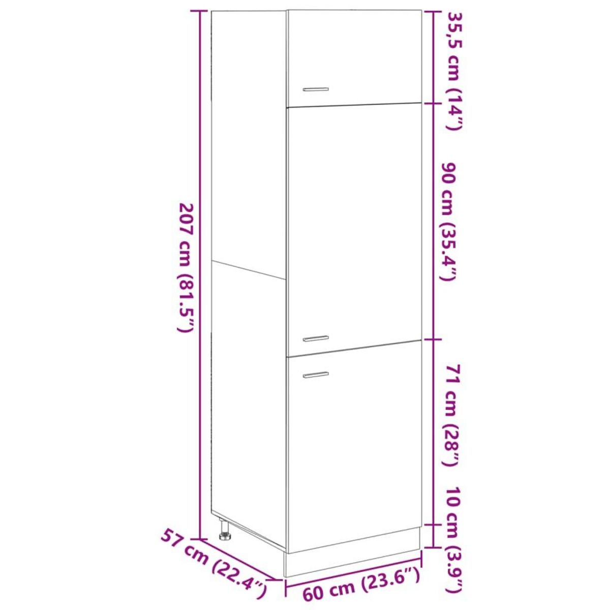 VIDAXL Armoire de refrigerateur Chene sonoma 60x57x207 cm Agglomere