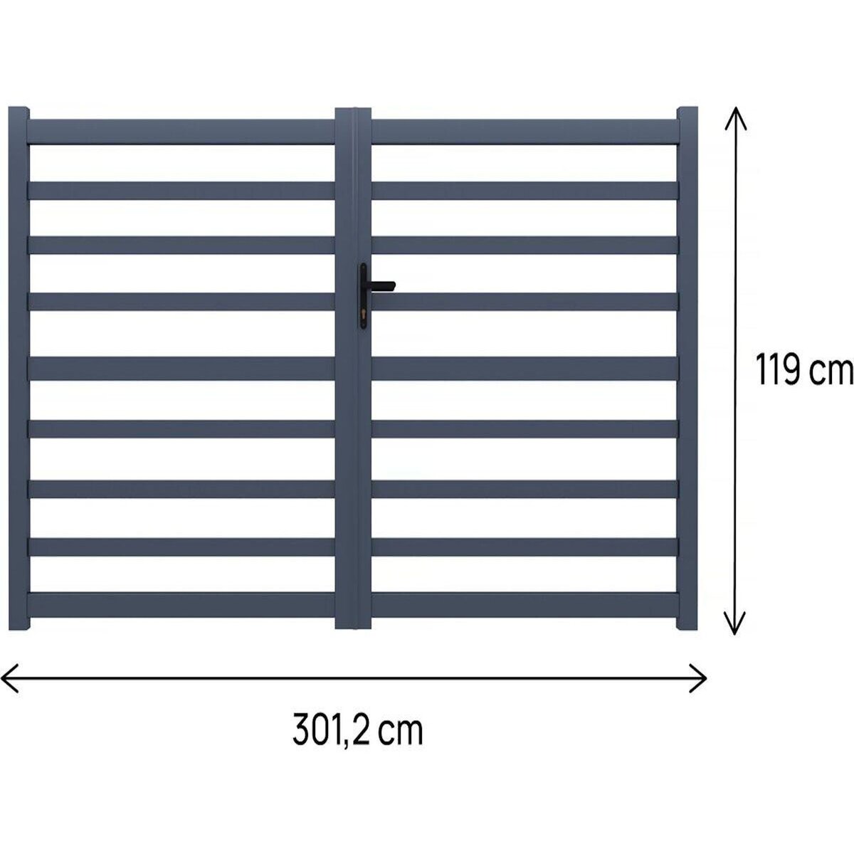 Habitat et Jardin Portail aluminium ajouré  Martin  - 300 x 120 cm - Gris