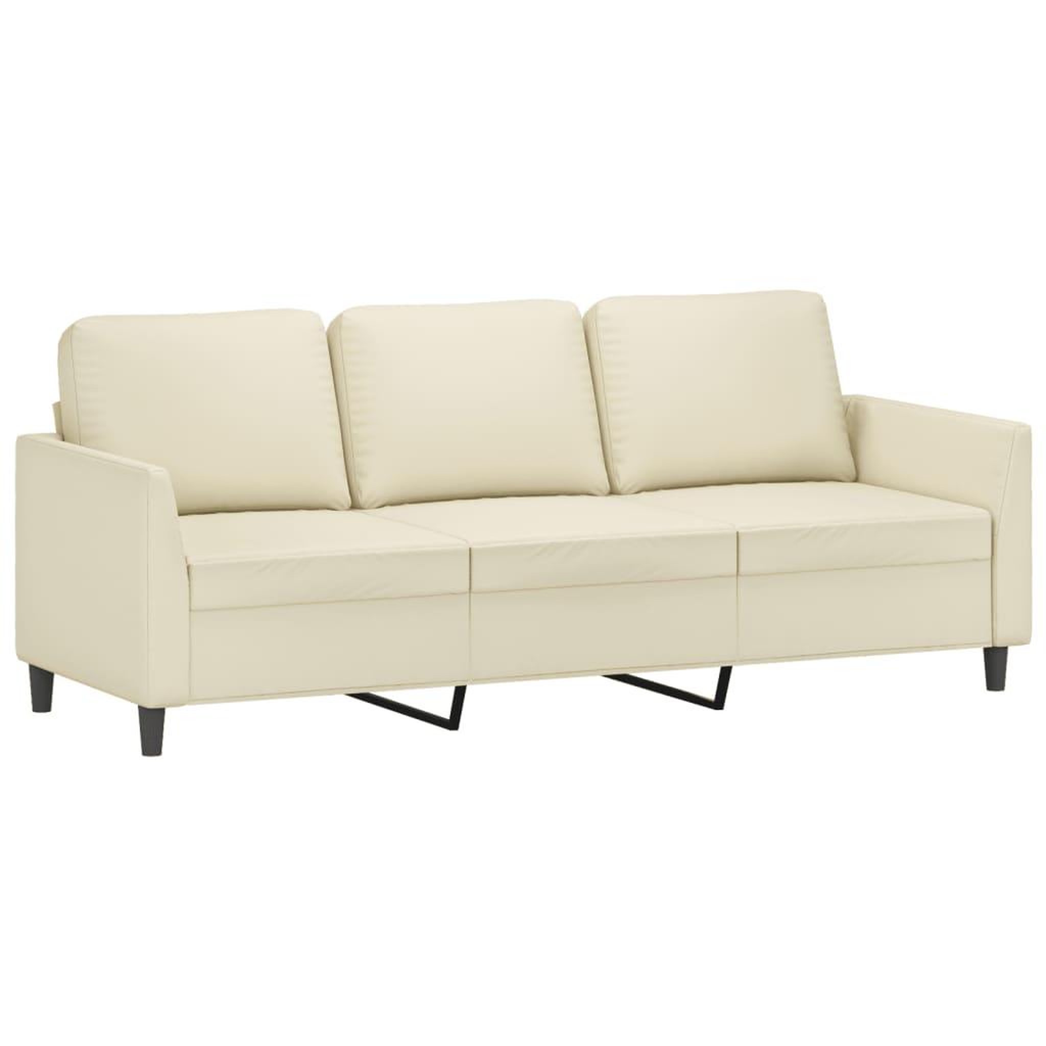 Voir la diapositive 5 : VIDAXL Ensemble de canapes 3 pcs avec coussins Creme Similicuir