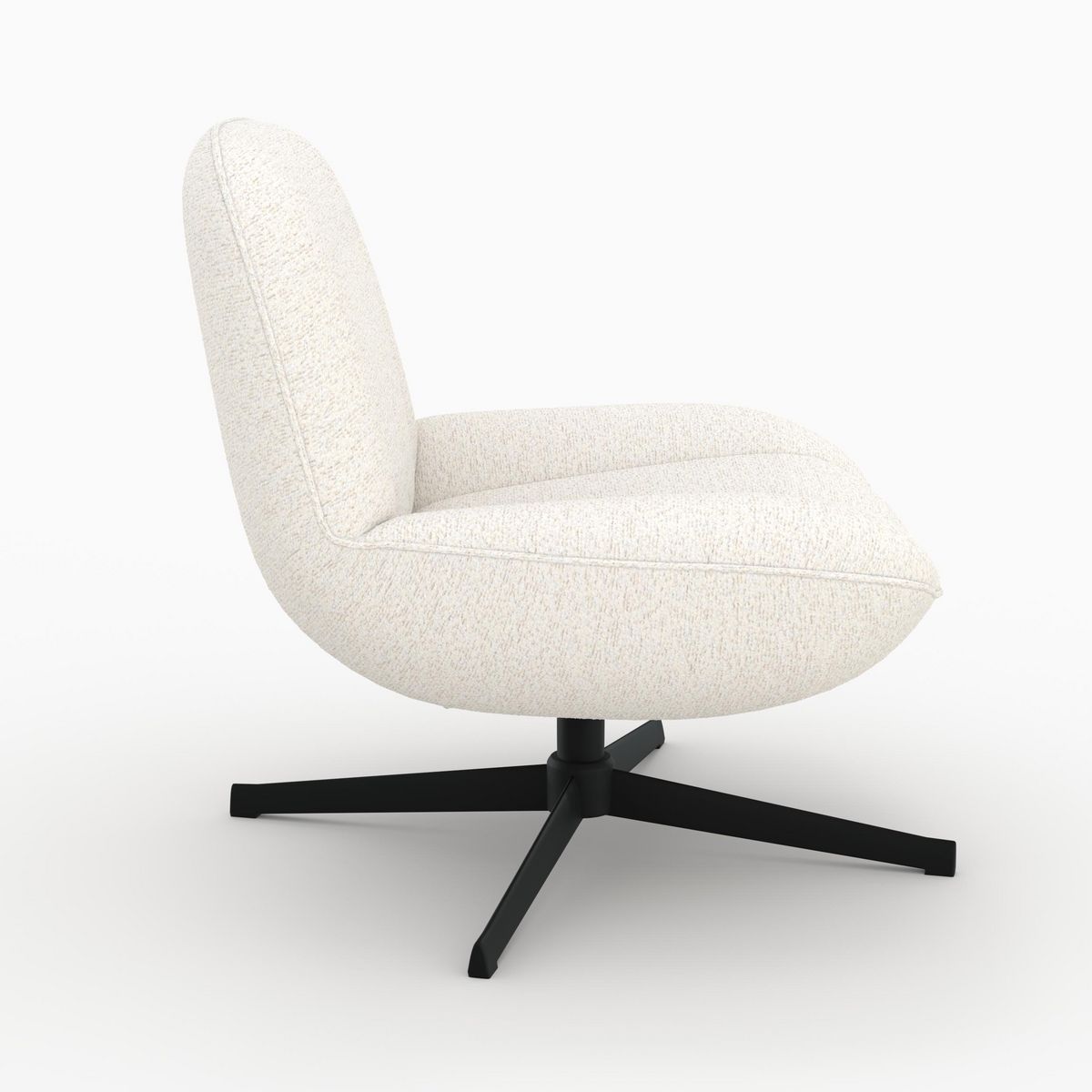 Rendez vous déco Fauteuil pivotant en tissu bouclé blanc cassé - Elvis