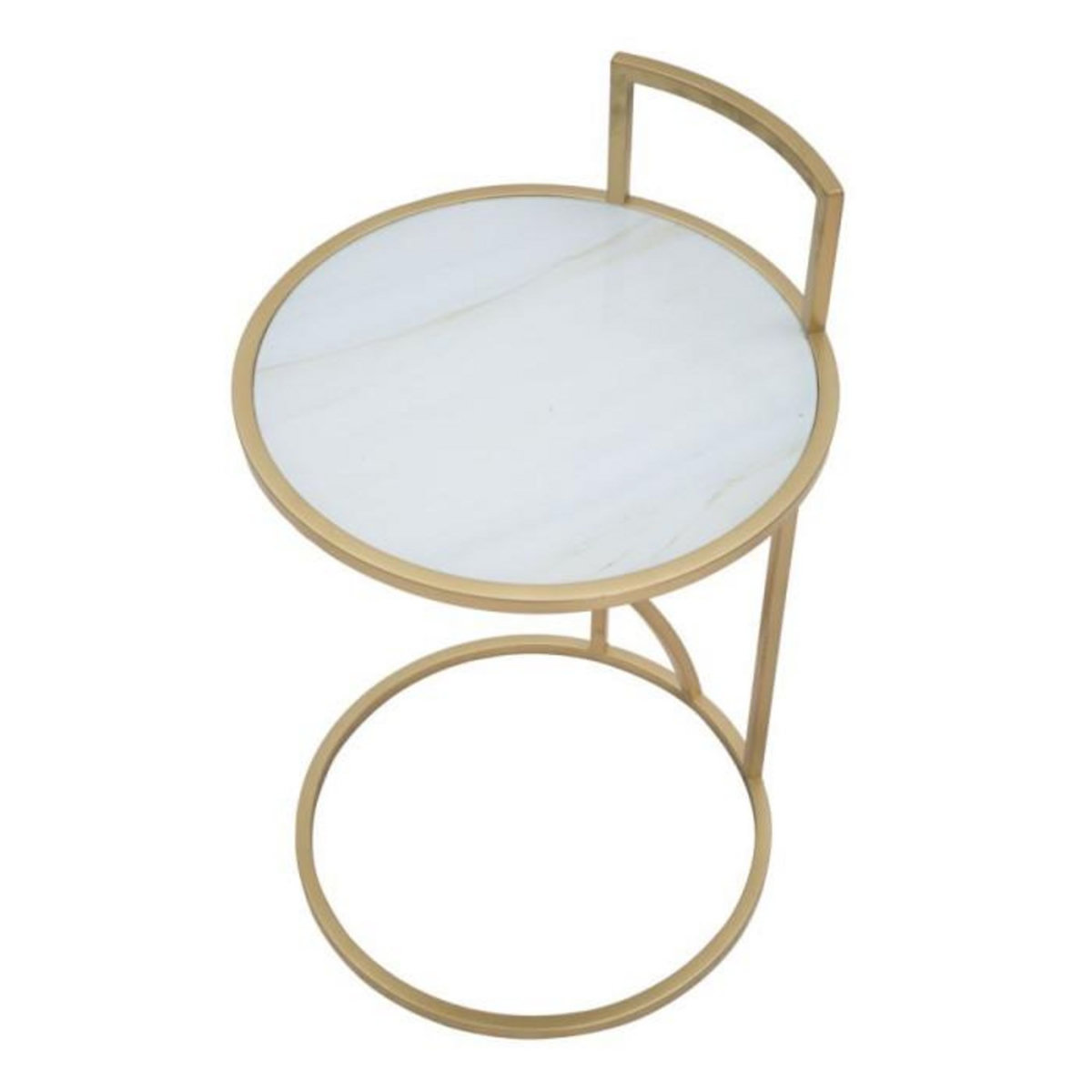 Paris Prix Table d'Appoint Effet Marbre  Sophie  61cm Blanc & Or