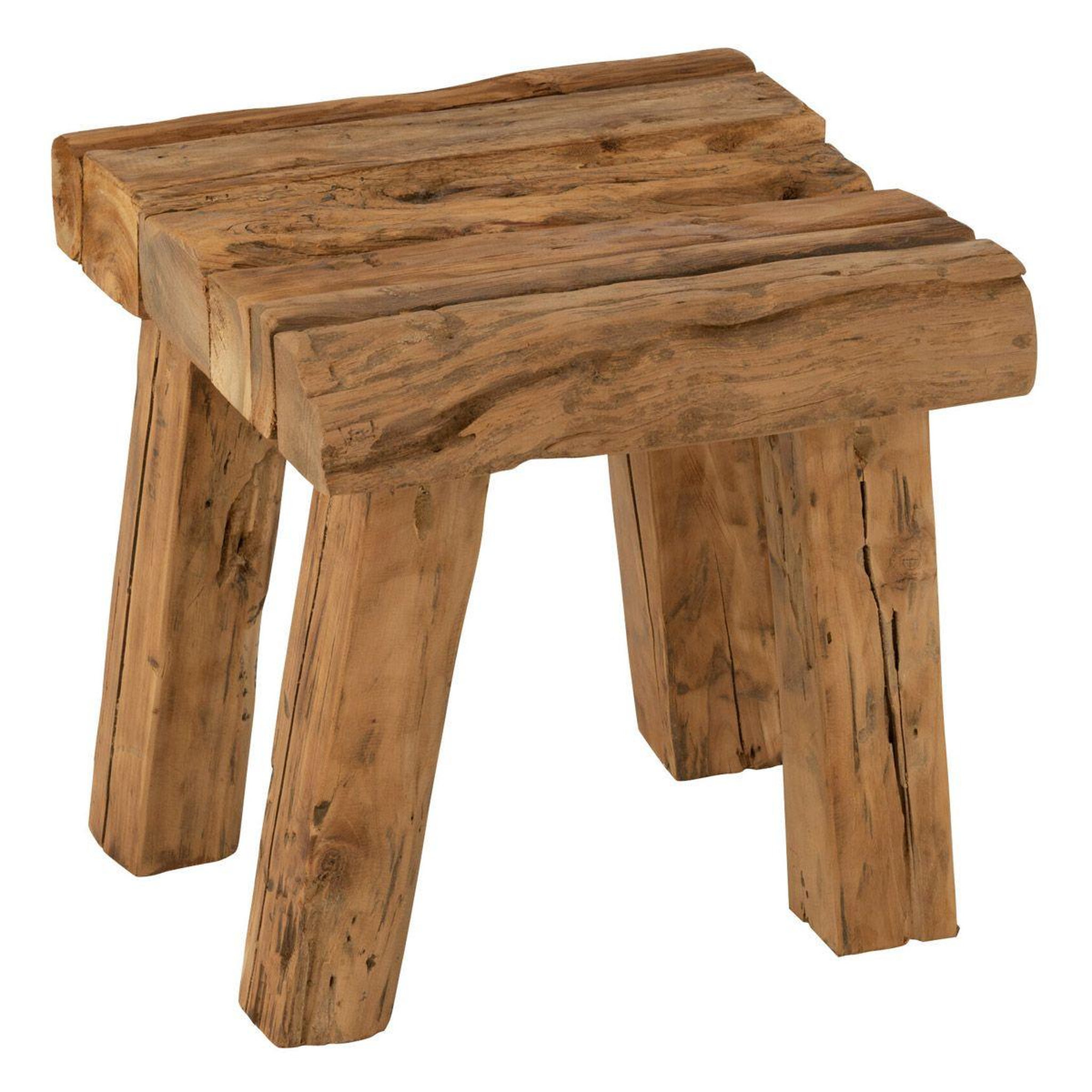Voir la diapositive 1 : J-LINE Tabouret en bois de teck  rustique  35cm naturel