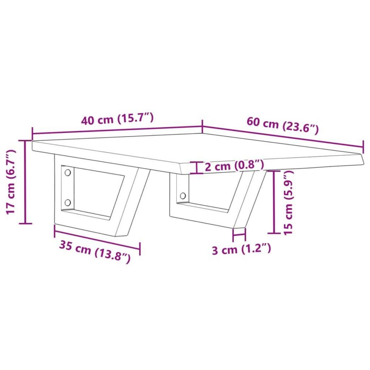 VIDAXL Etagere de vasque murale acier et bois de chene massif