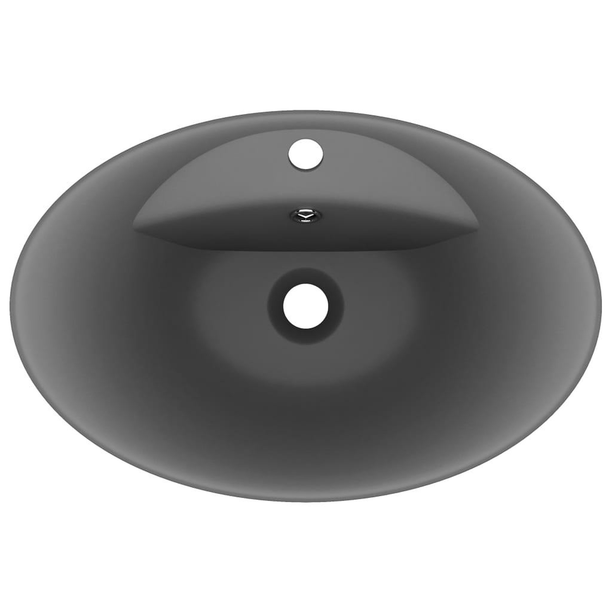 Voir la diapositive 4 : VIDAXL Lavabo ovale a trop-plein Gris fonce mat 58,5x39 cm Ceramique