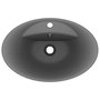 Voir la diapositive 4 : VIDAXL Lavabo ovale a trop-plein Gris fonce mat 58,5x39 cm Ceramique