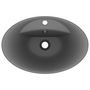 Voir la diapositive 4 : VIDAXL Lavabo ovale a trop-plein Gris fonce mat 58,5x39 cm Ceramique