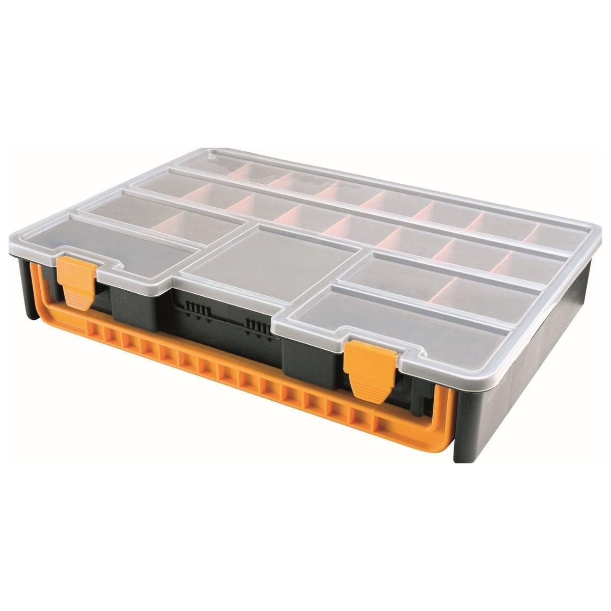 ART PLAST Boîte de rangement professionnelle Organiseur 23 compartiments amovibles Noir Orange 44.3 x 31.7 x 8 cm ARTPLAST