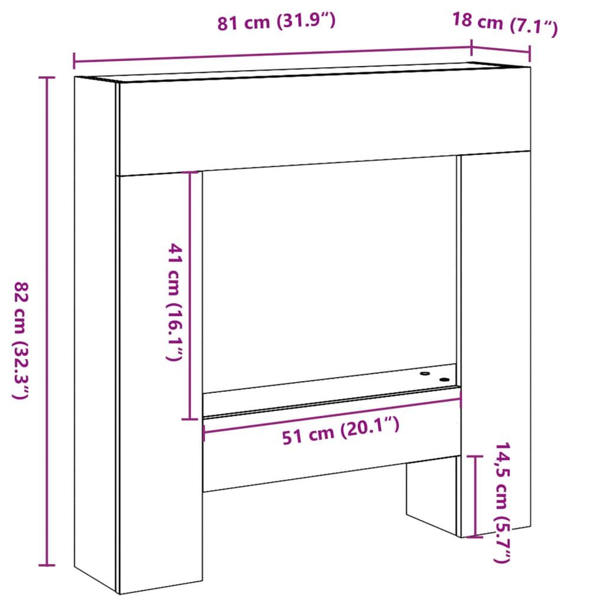 Voir la diapositive 6 : VIDAXL Cadre de cheminee sonoma gris 81x18x82 cm bois d'ingenierie