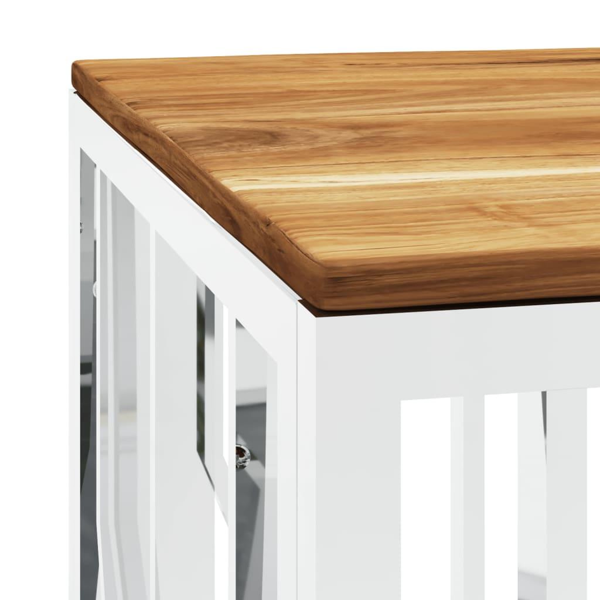Voir la diapositive 5 : VIDAXL Table basse argente acier inoxydable et bois massif d'acacia