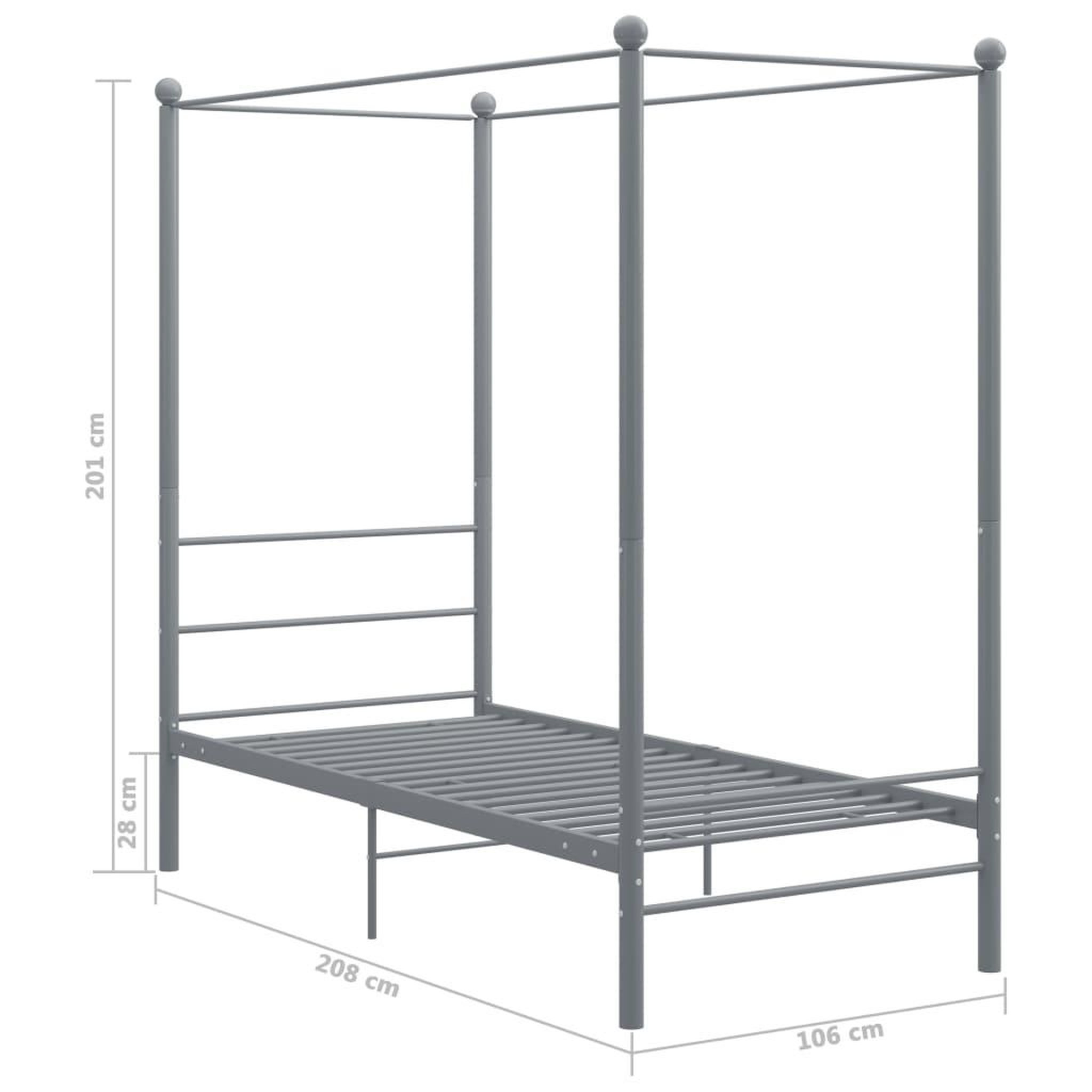 Voir la diapositive 6 : VIDAXL Cadre de lit a baldaquin Gris Metal 90x200 cm