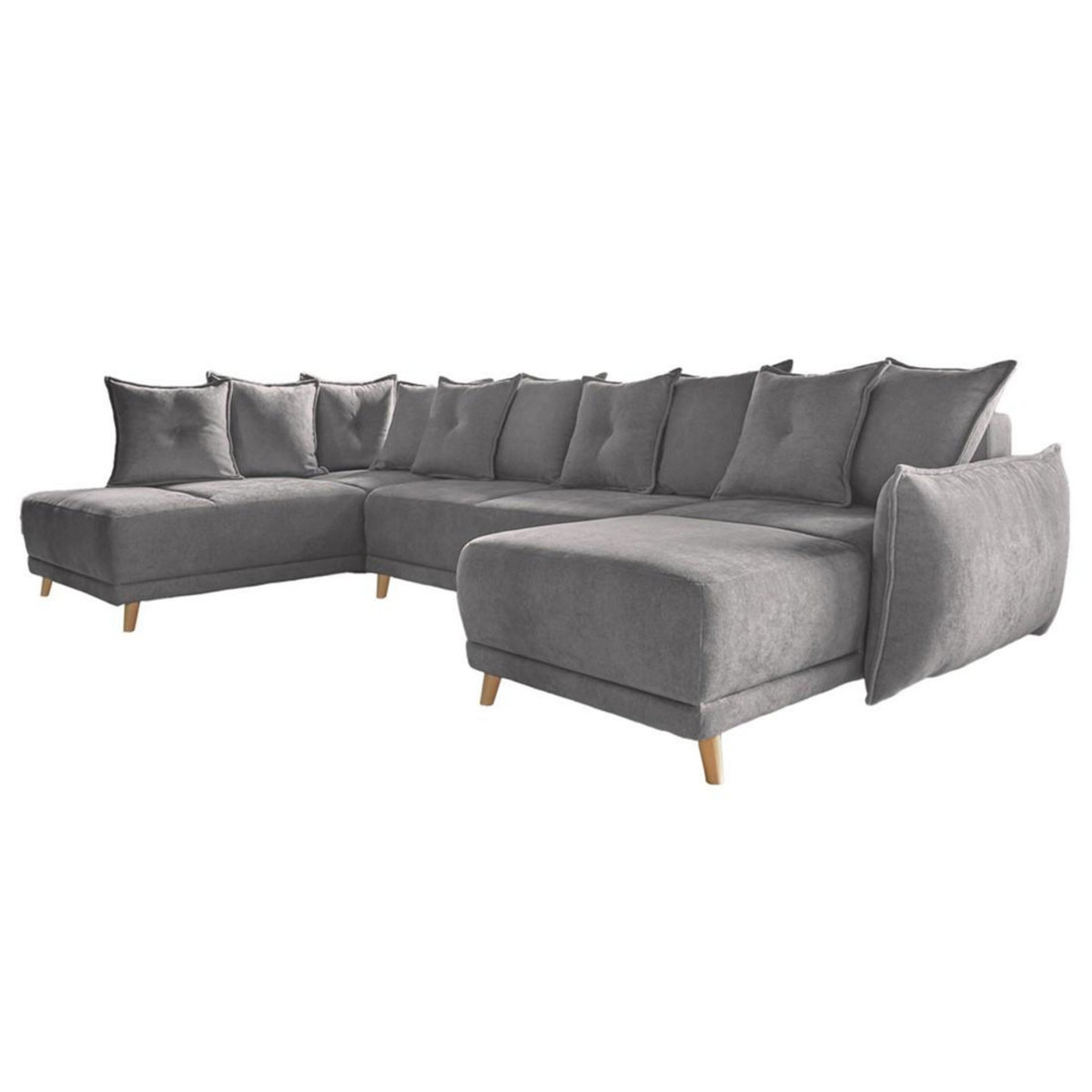 BEST MOBILIER Lena - canapé d'angle panoramique convertible - avec coffre - 7 places - gauche